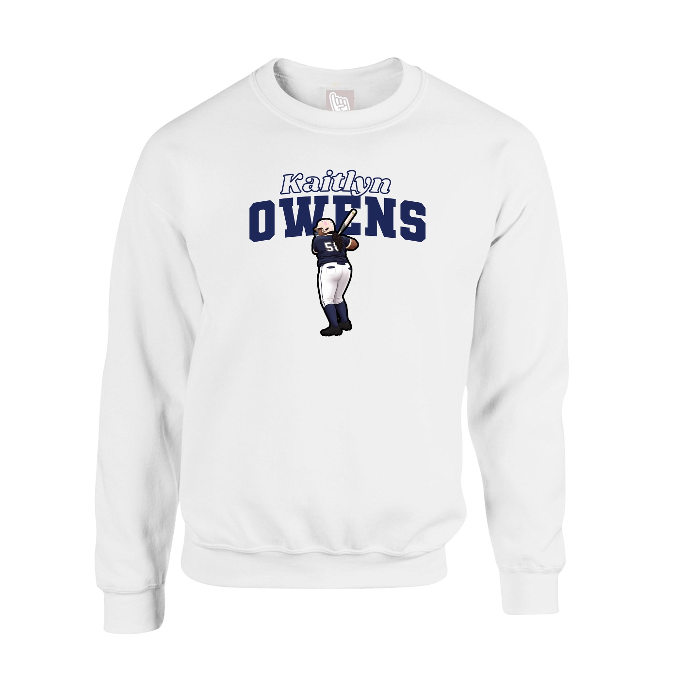 Fleece Crew — Name Arch in White