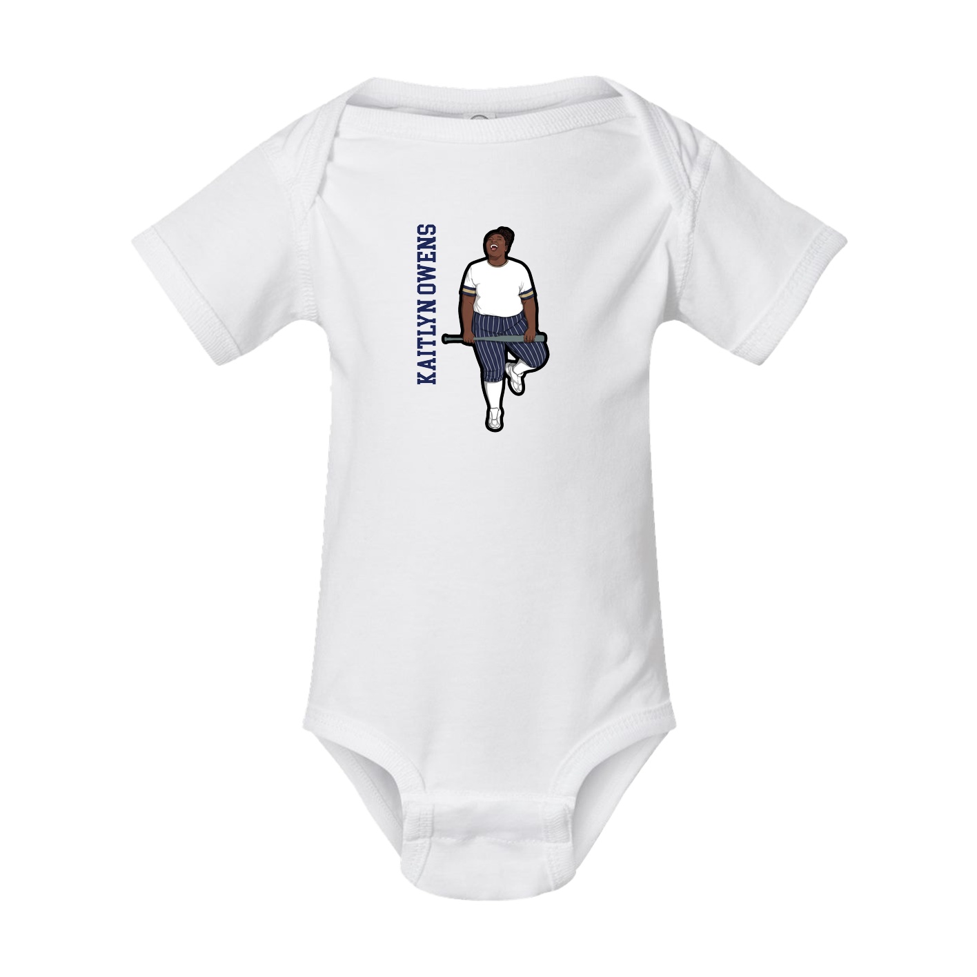 Baby Onesie — Name Vertical in White