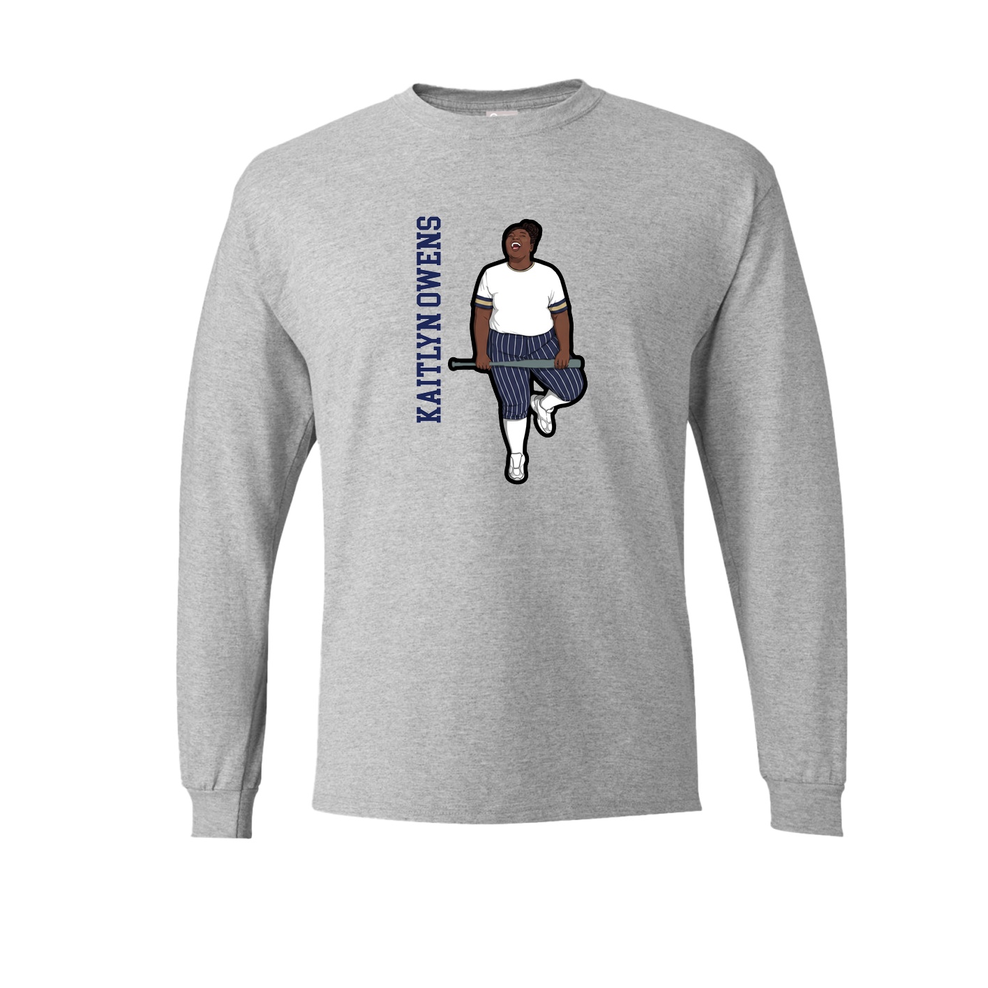 Long Sleeve Tee — Name Vertical in Grey