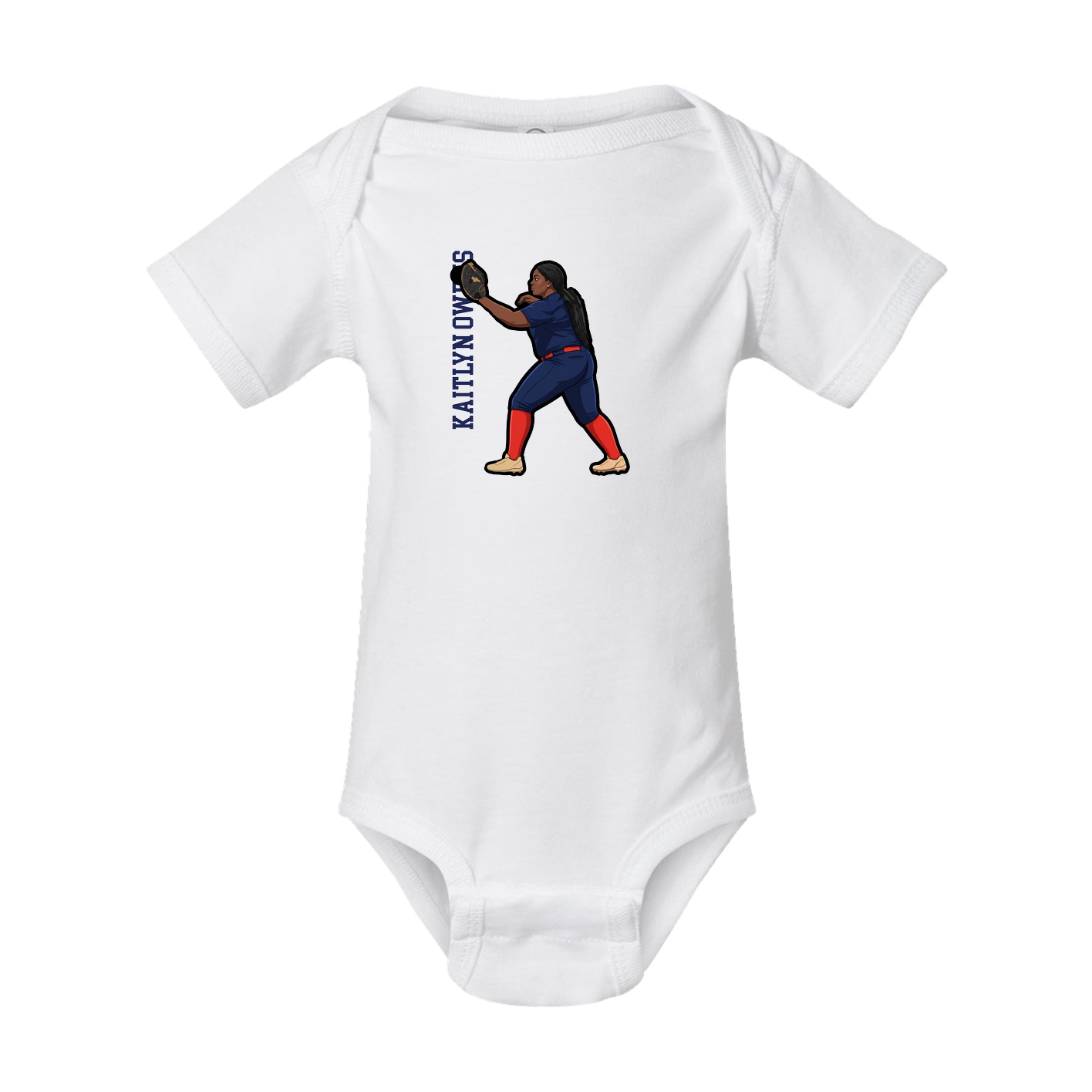 Baby Onesie — Name Vertical in White