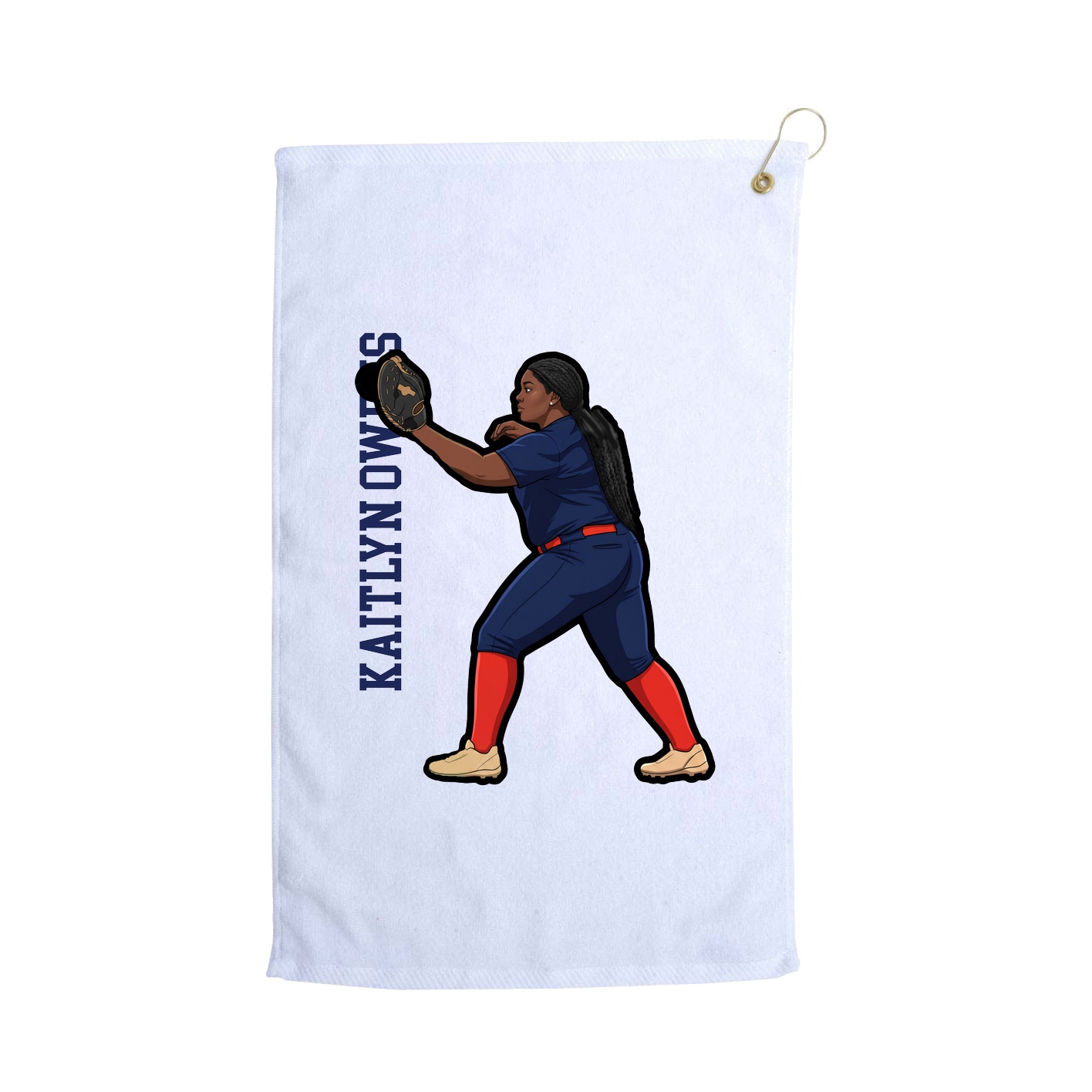 Golf Towel — Name Vertical in White