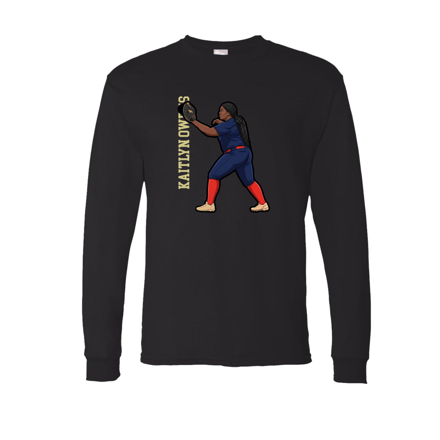 Long Sleeve Tee — Name Vertical in Black