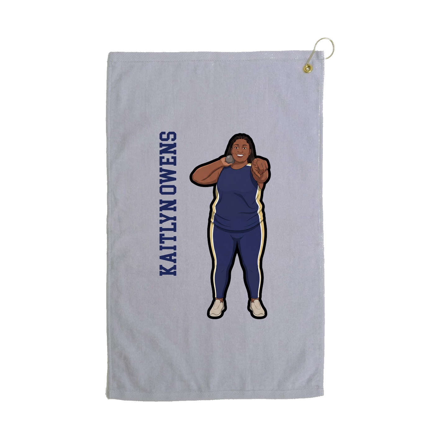 Golf Towel — Name Vertical in Grey