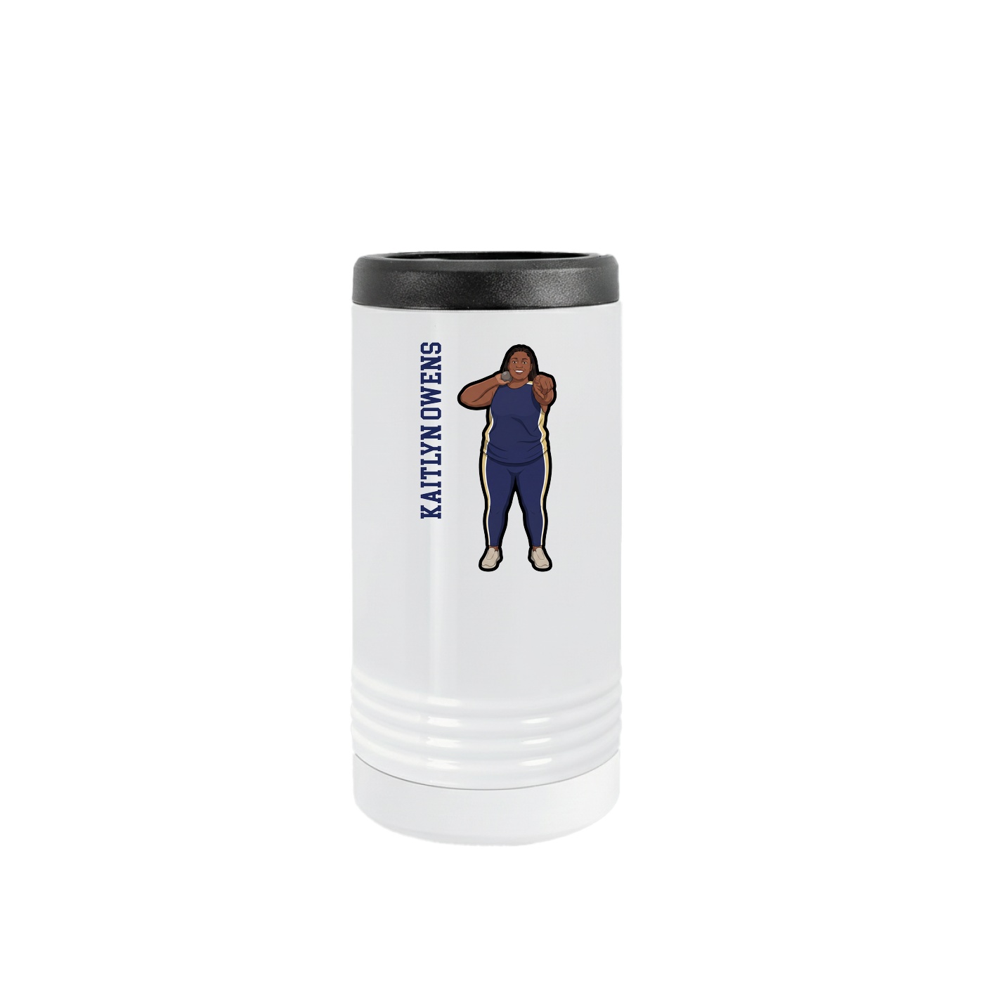 Slim Beverage Holder — Name Vertical in White