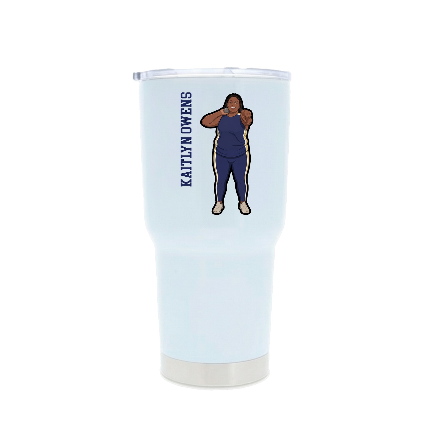 30oz Stainless Steel Tumbler — Name Vertical in White