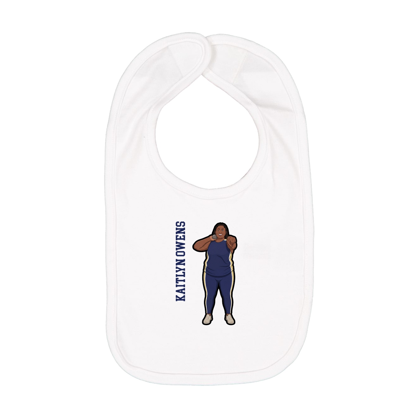 Infant Bib — Name Vertical in White