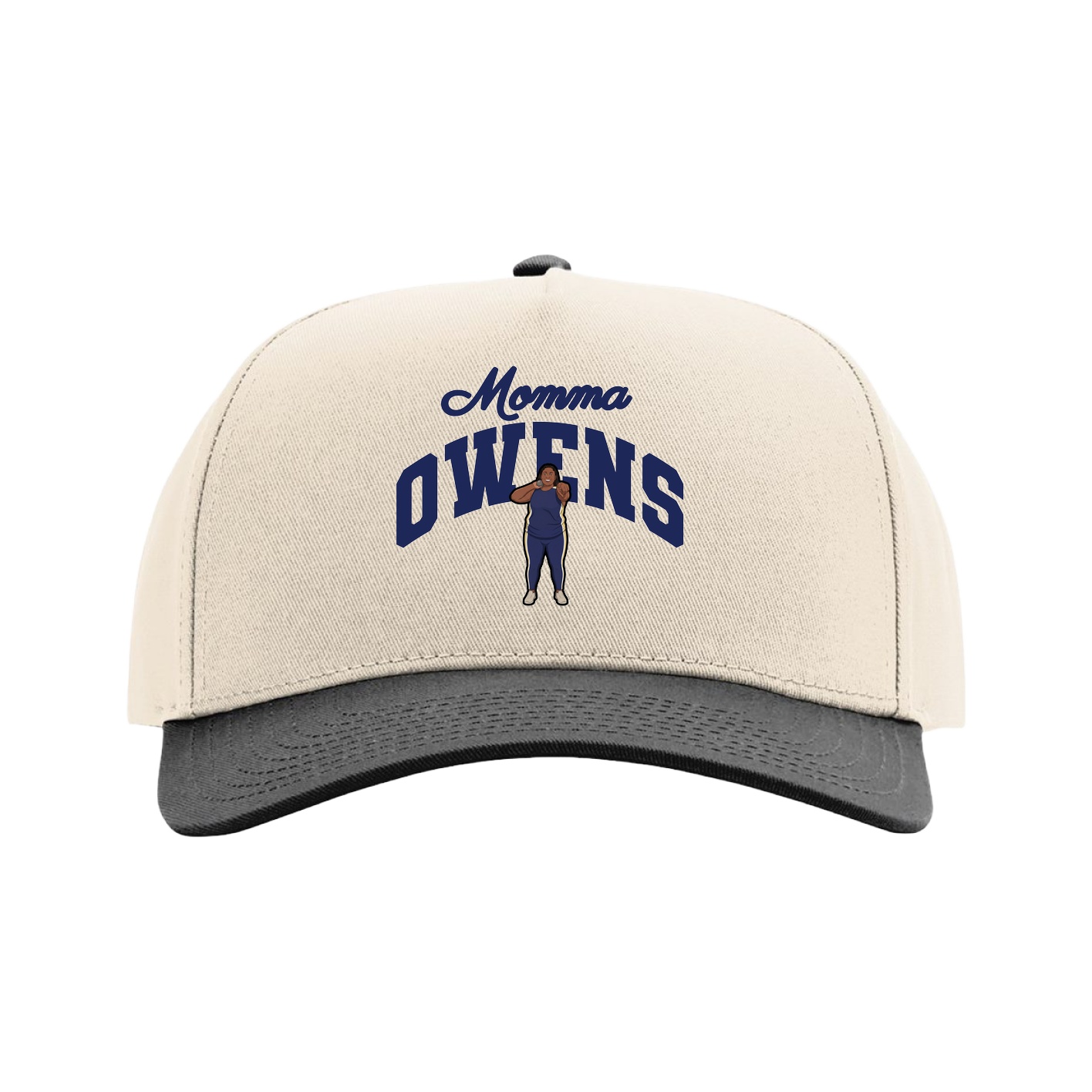 Full Fabric Five-Panel Champ Cap — Mothers Day Arch in Cream/Black