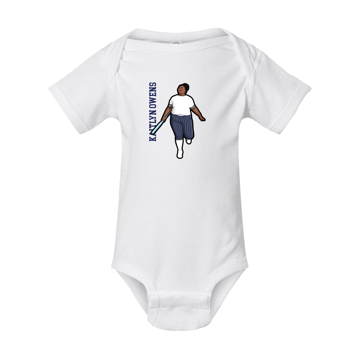 Baby Onesie — Name Vertical in White