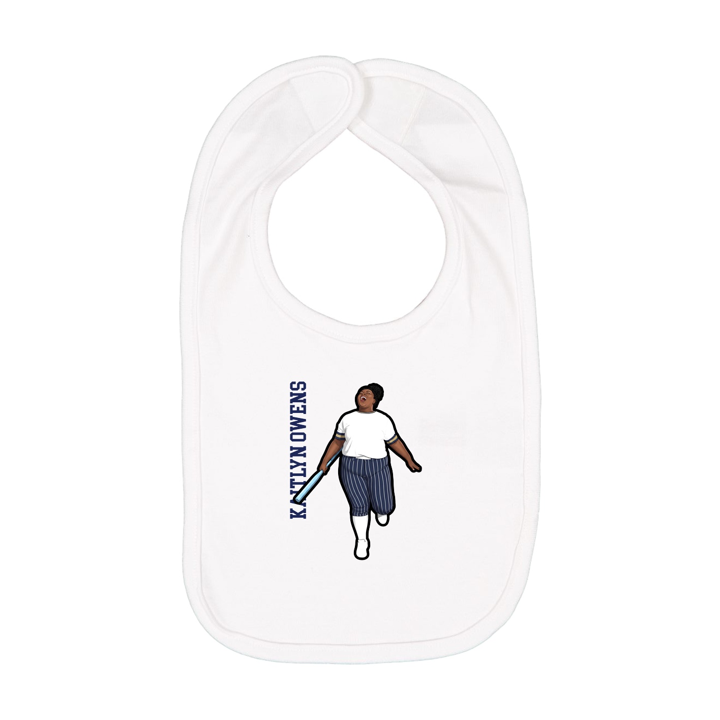 Infant Bib — Name Vertical in White