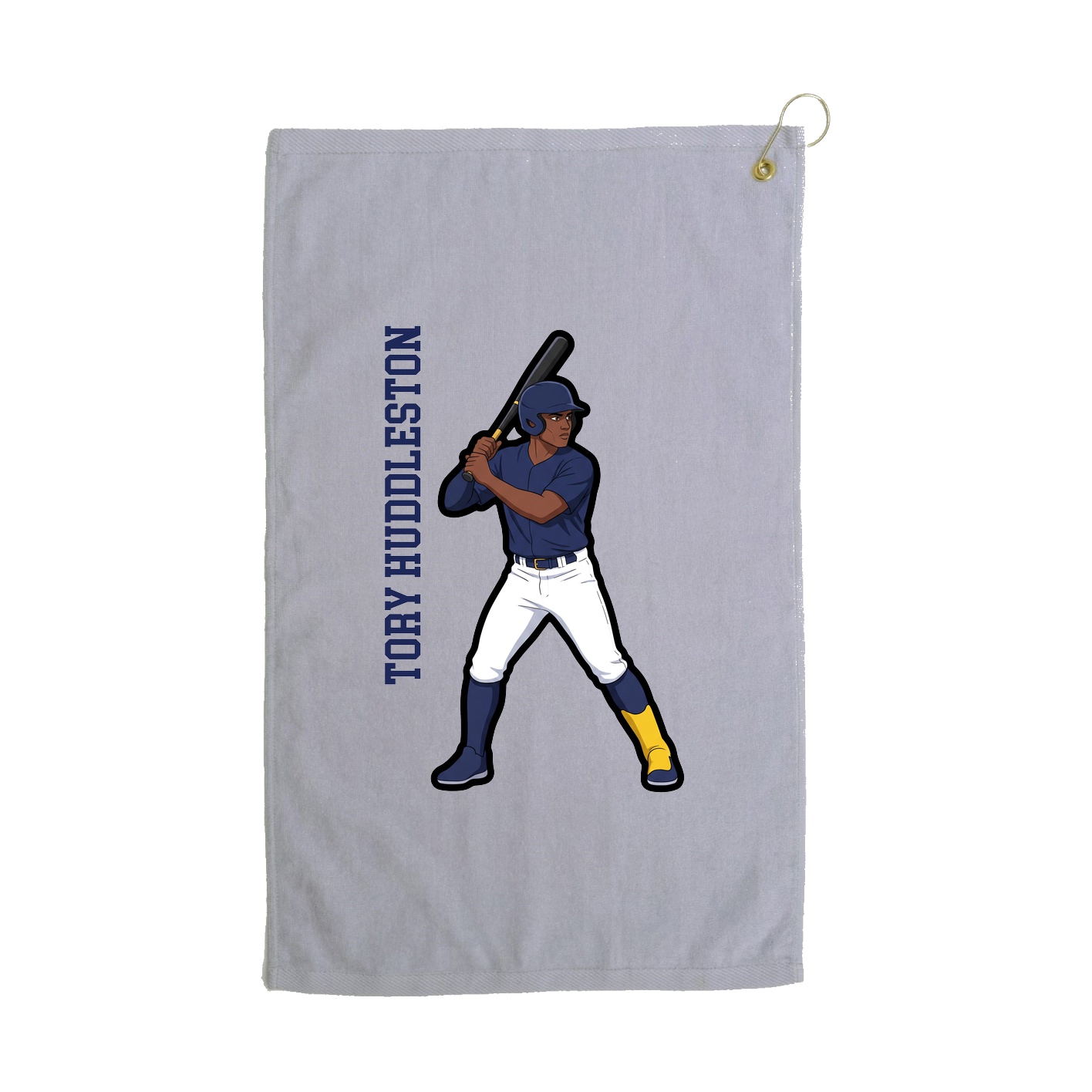 Golf Towel — Name Vertical in Grey