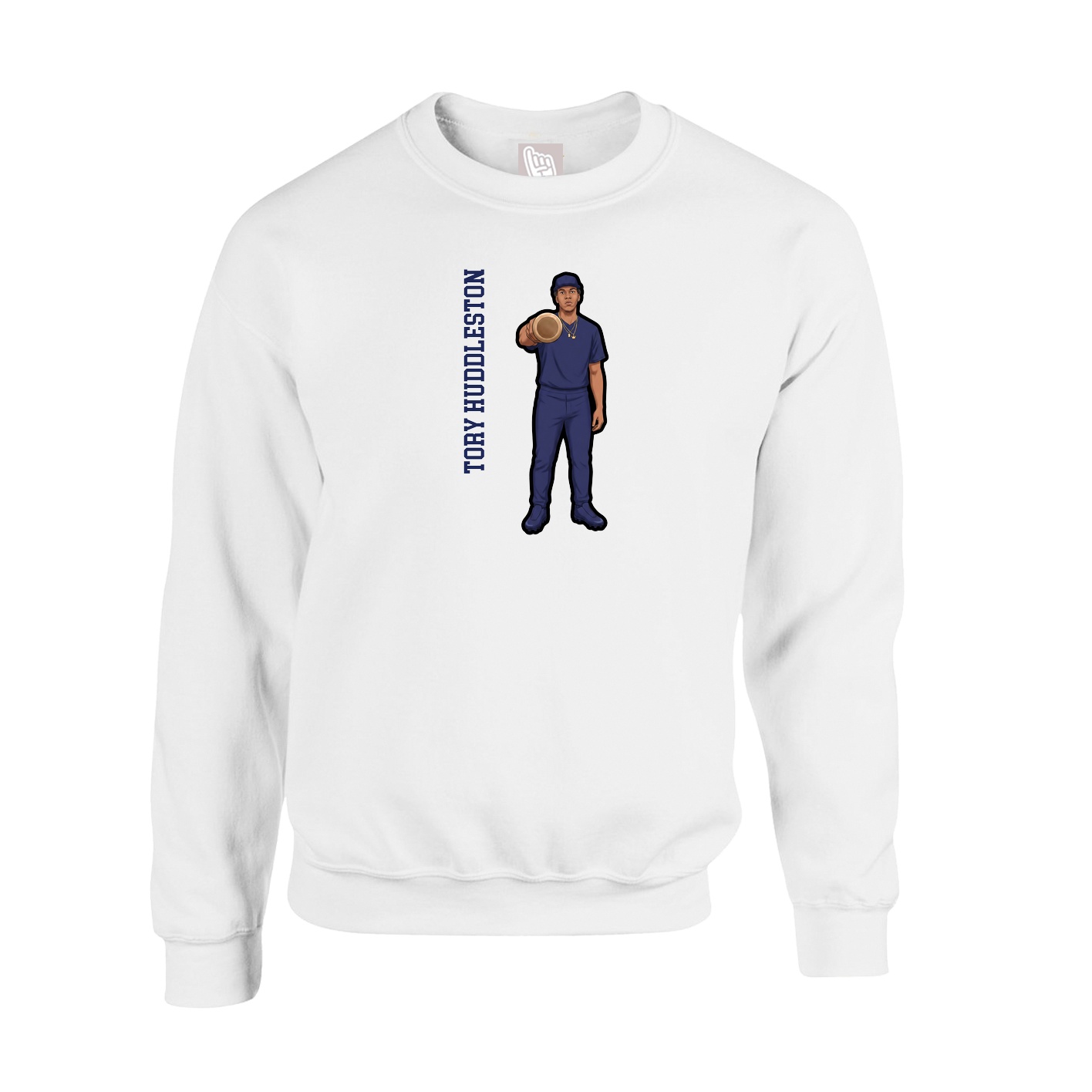 Fleece Crew — Name Vertical in White