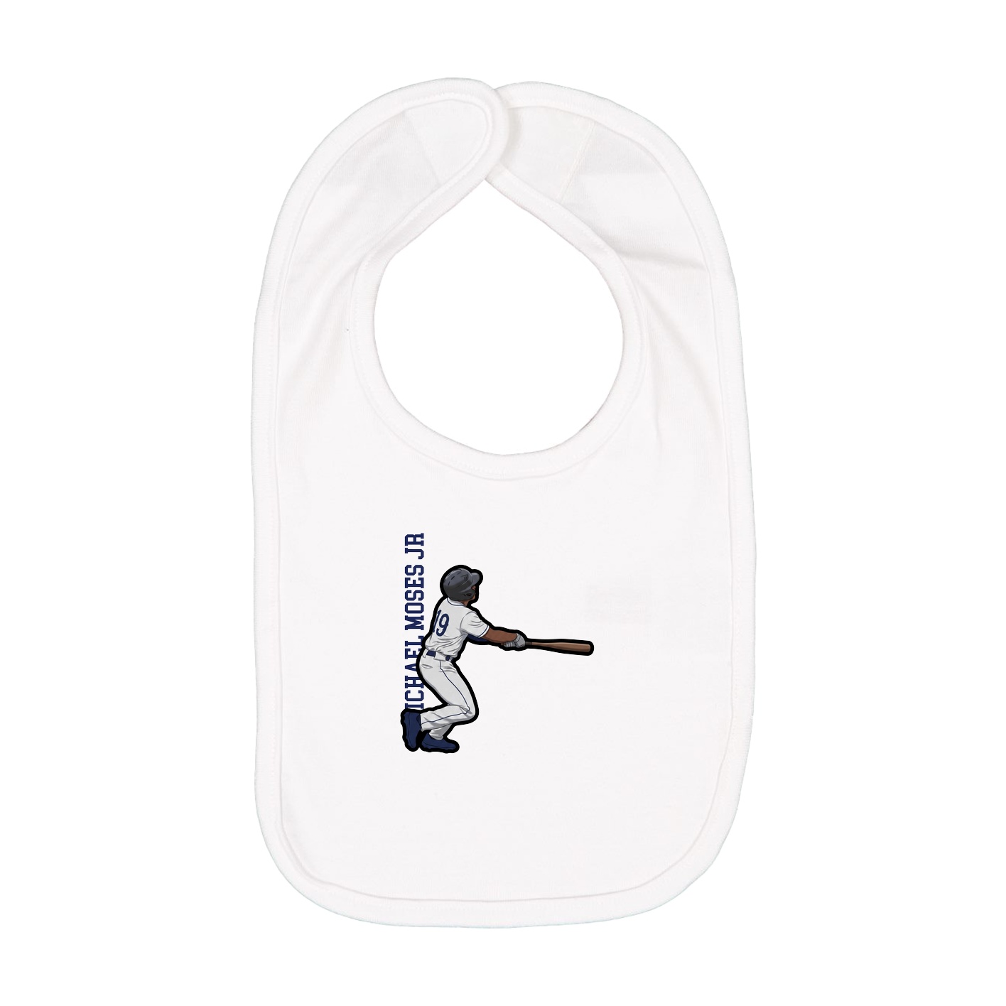 Infant Bib — Name Vertical in White