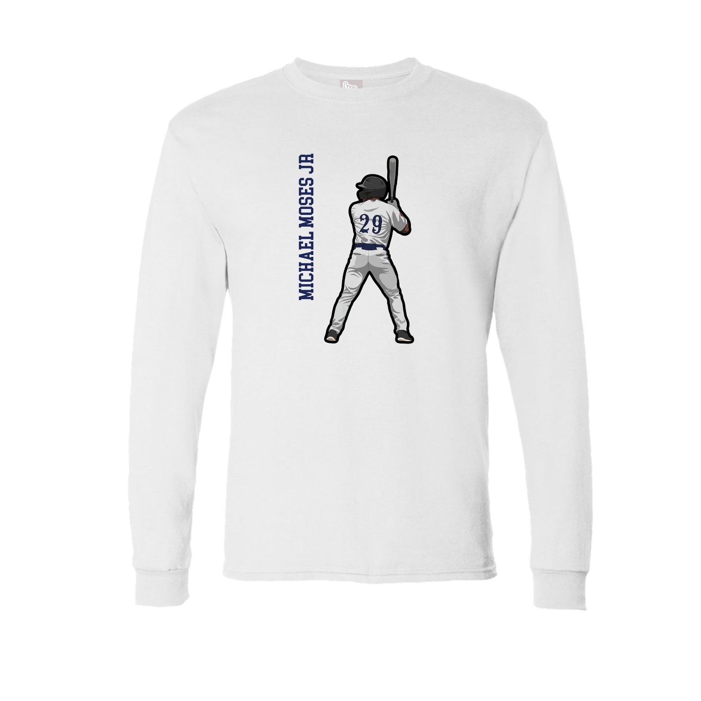 Long Sleeve Tee — Name Vertical in White