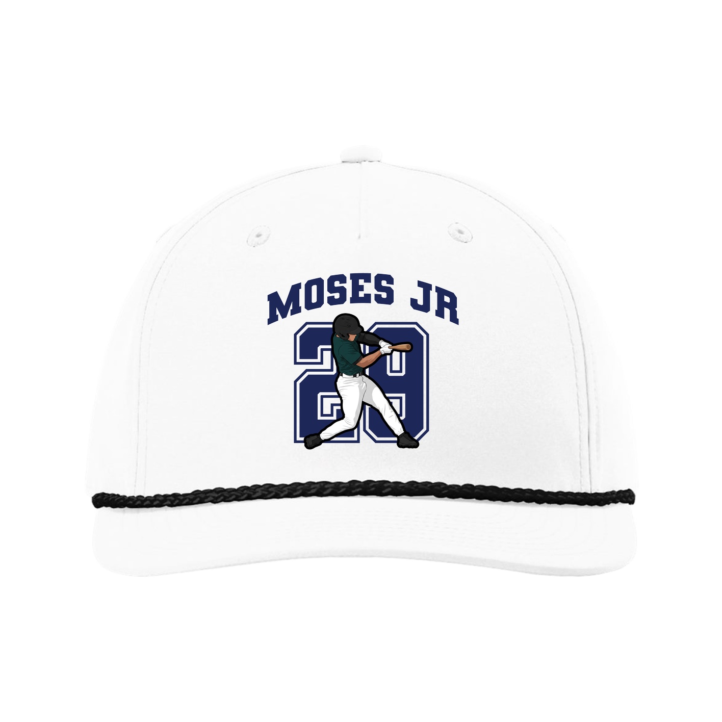 Five-Panel Classic Rope Cap — Number in White