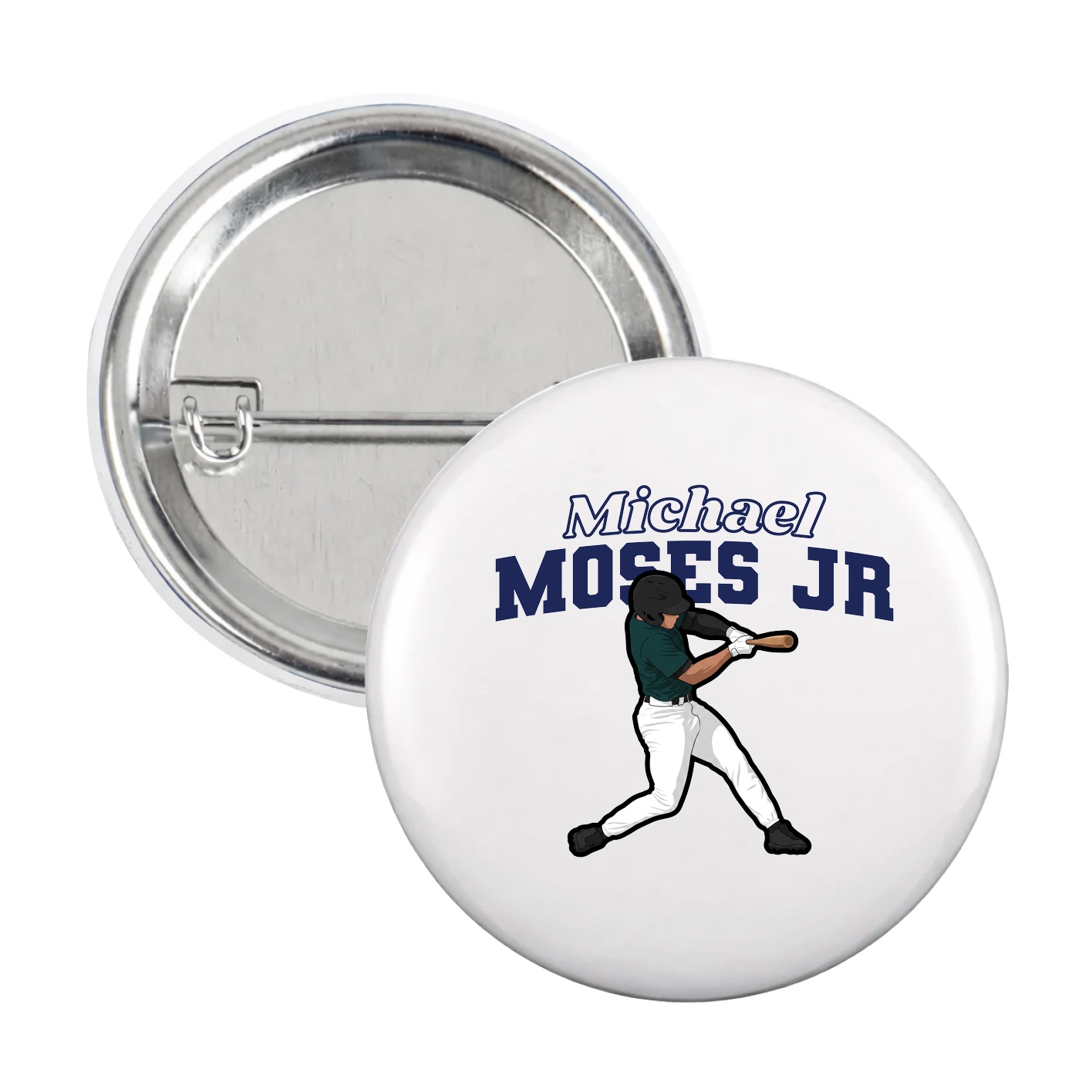 Game Day Button — Name Arch in White