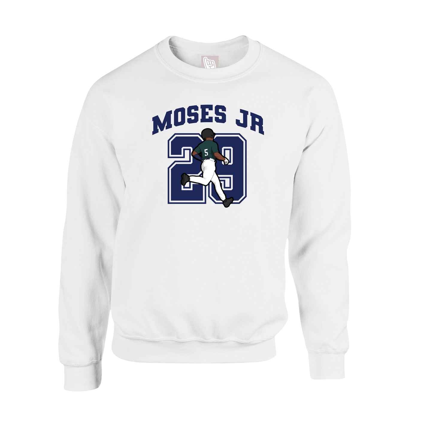 Fleece Crew — Number in White