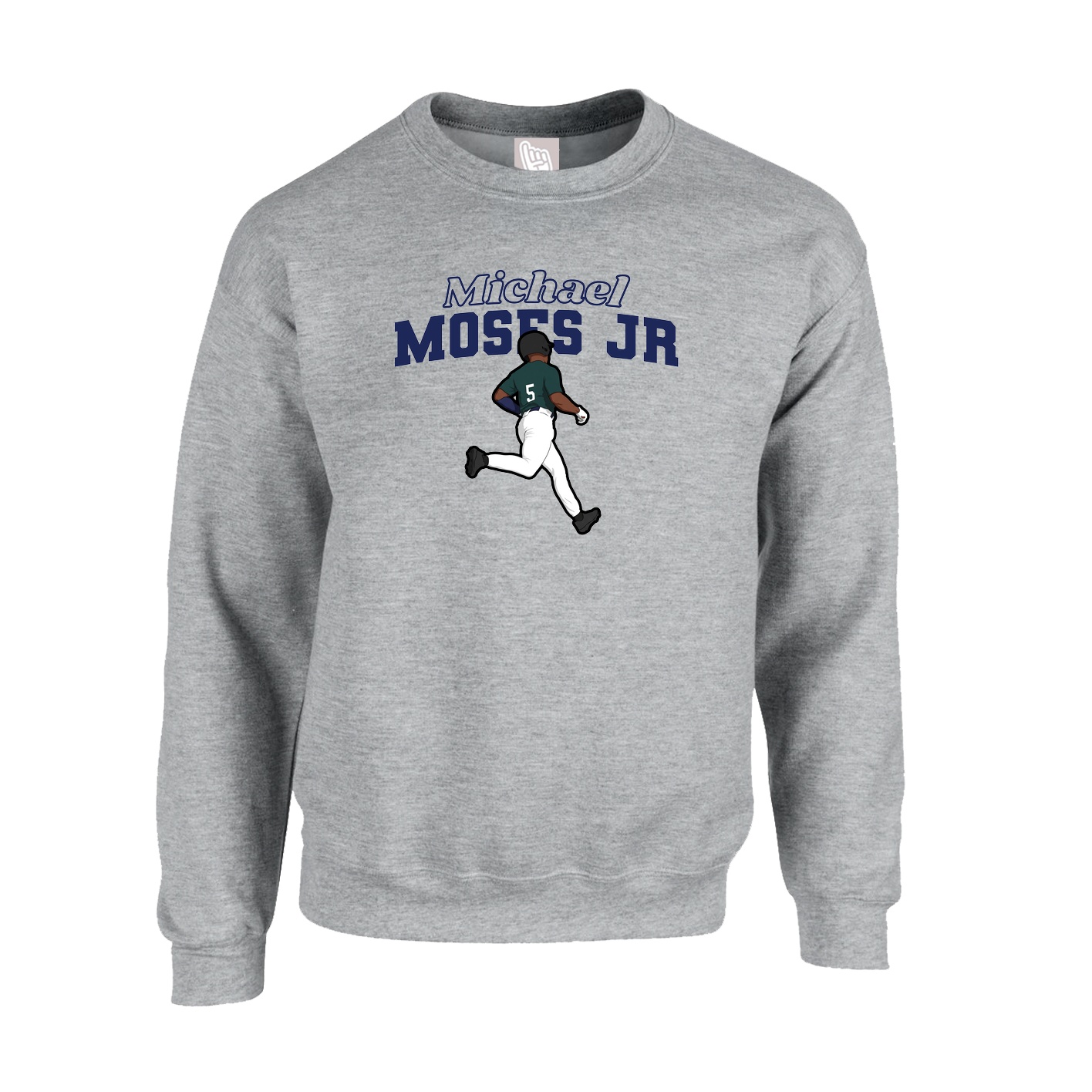 Fleece Crew — Name Arch in Grey