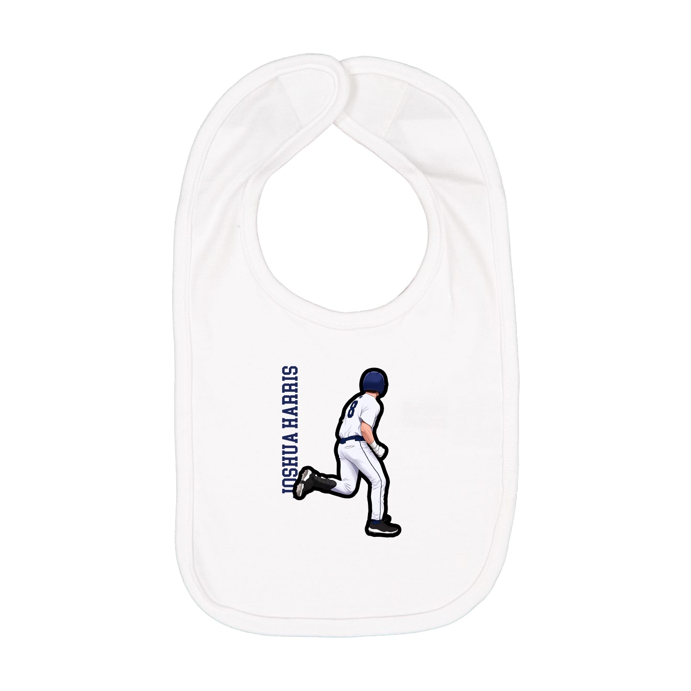 Infant Bib — Name Vertical in White