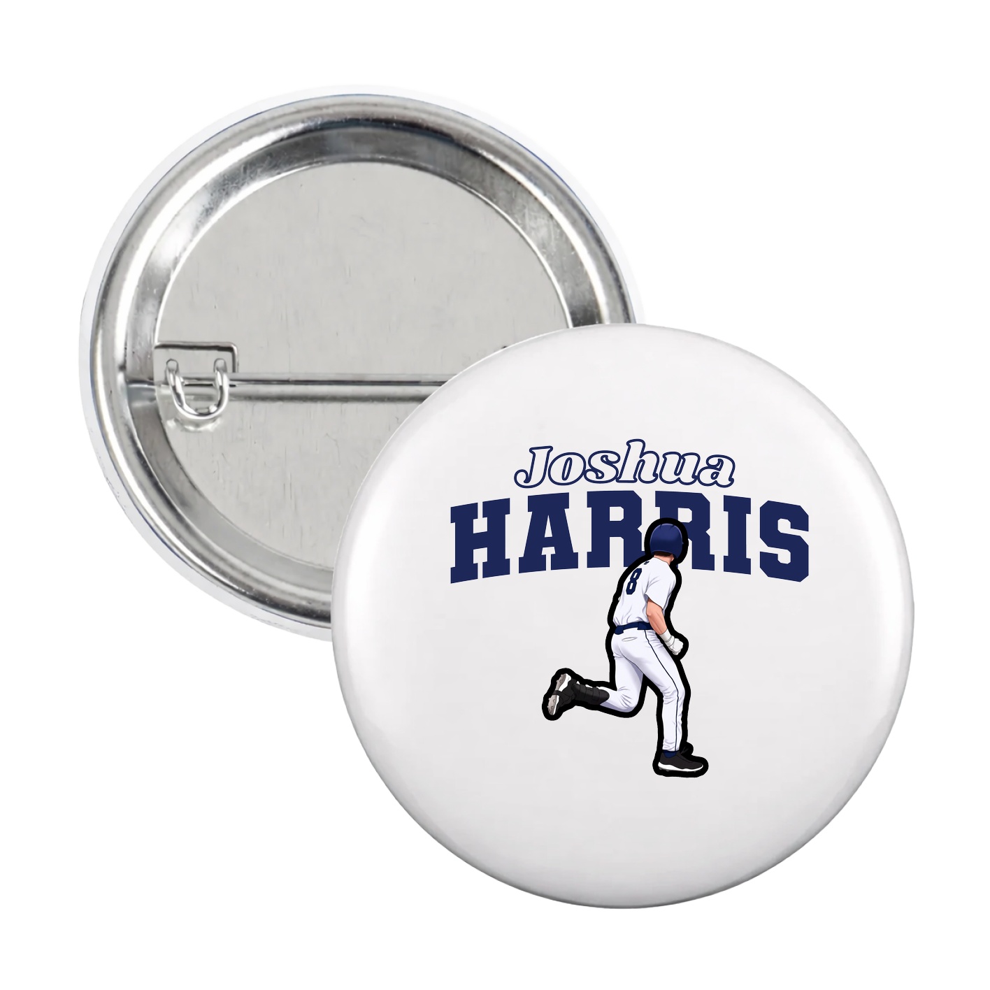 Game Day Button — Name Arch in White