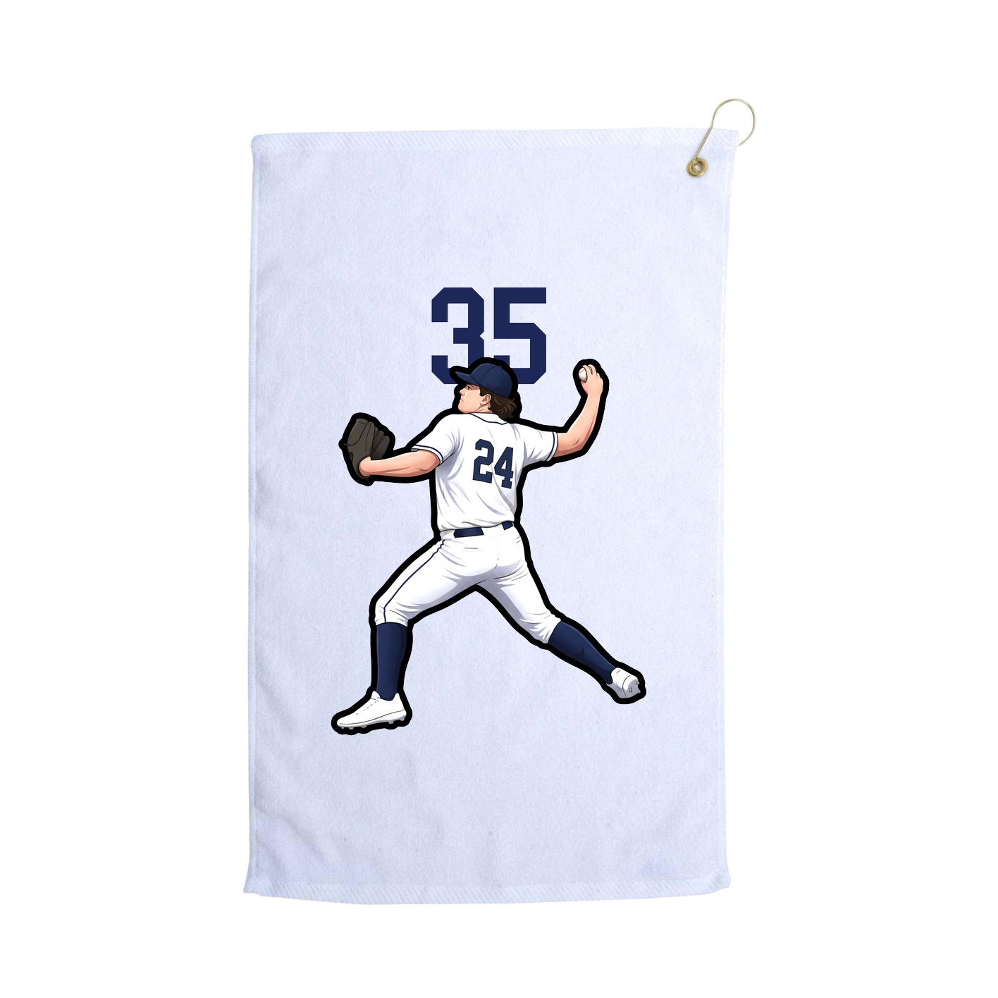 Golf Towel — Number Top in White
