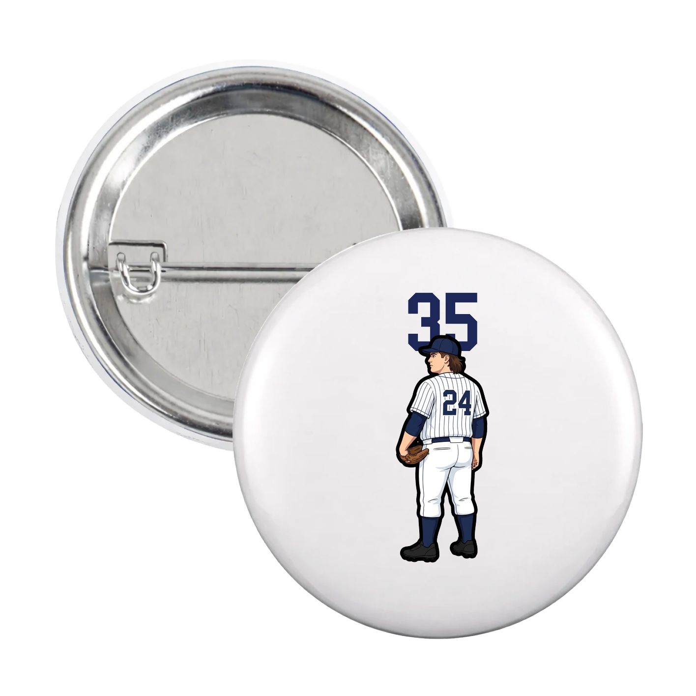 Game Day Button — Number Top in White