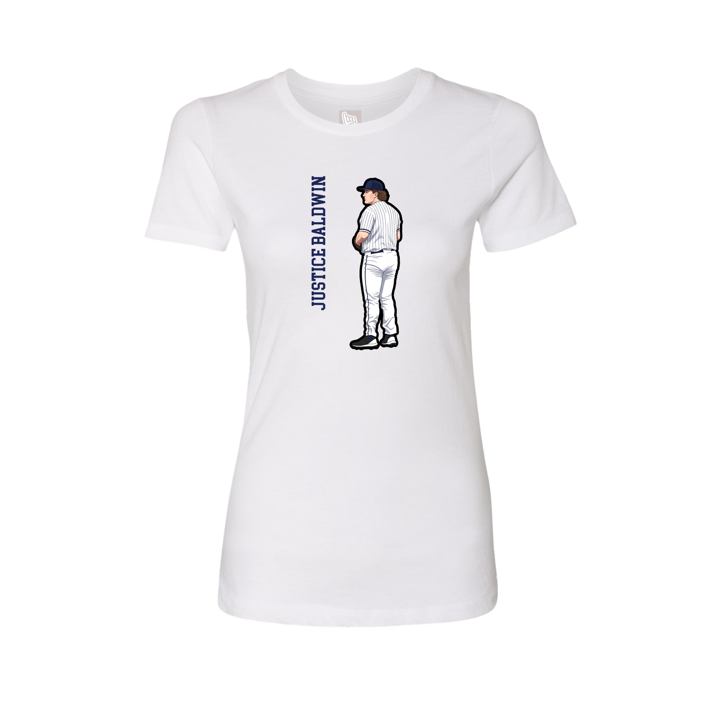 Fitted Women's Tee — Name Vertical in White
