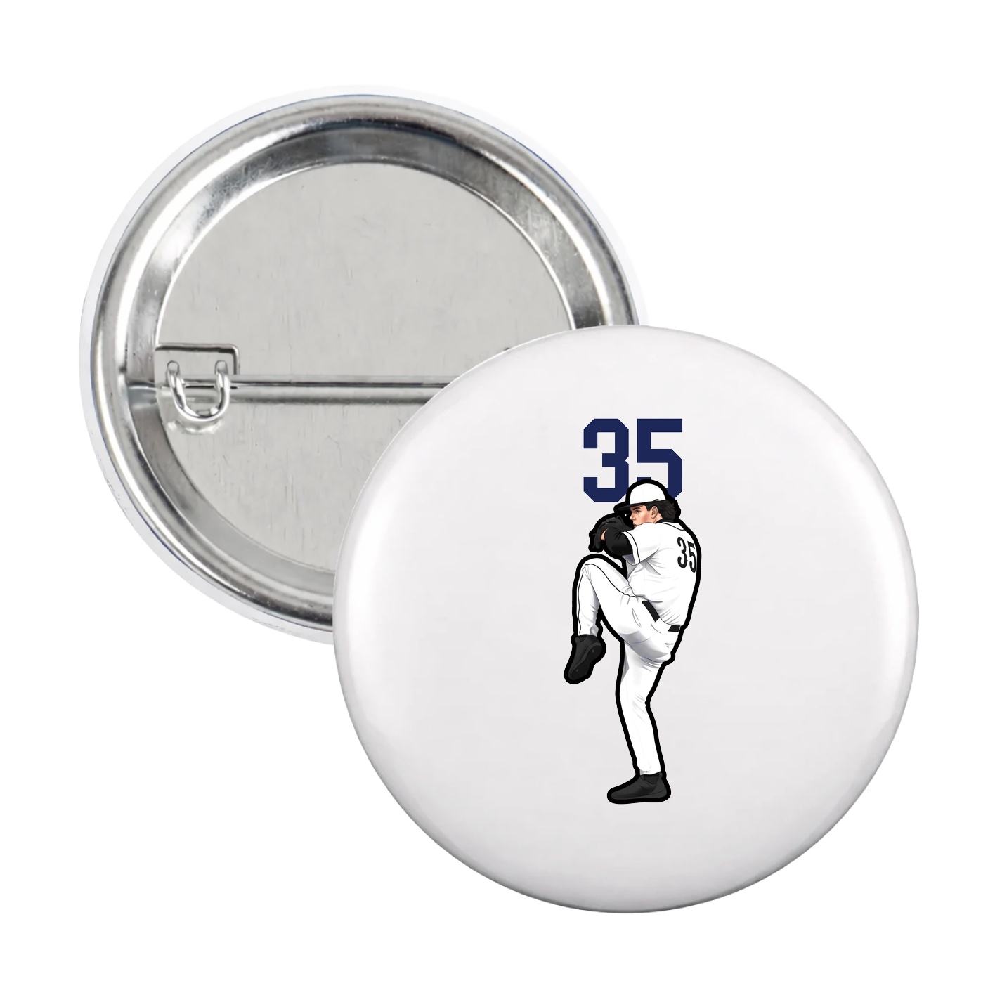 Game Day Button — Number Top in White