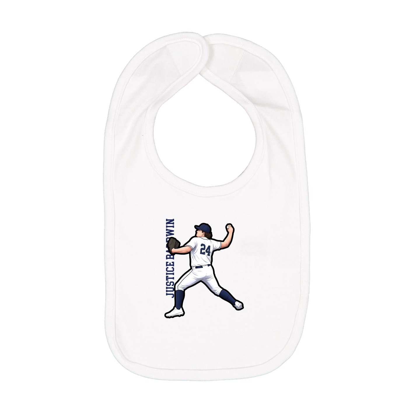 Infant Bib — Name Vertical in White