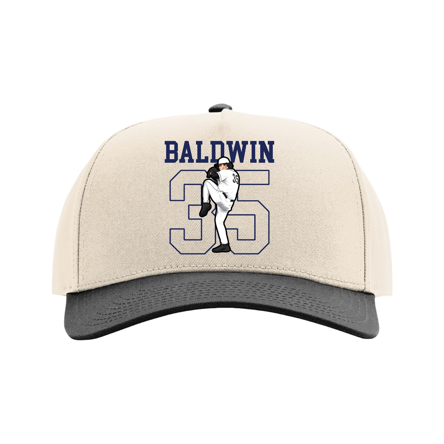 Full Fabric Five-Panel Champ Cap — Shirsey in Cream/Black