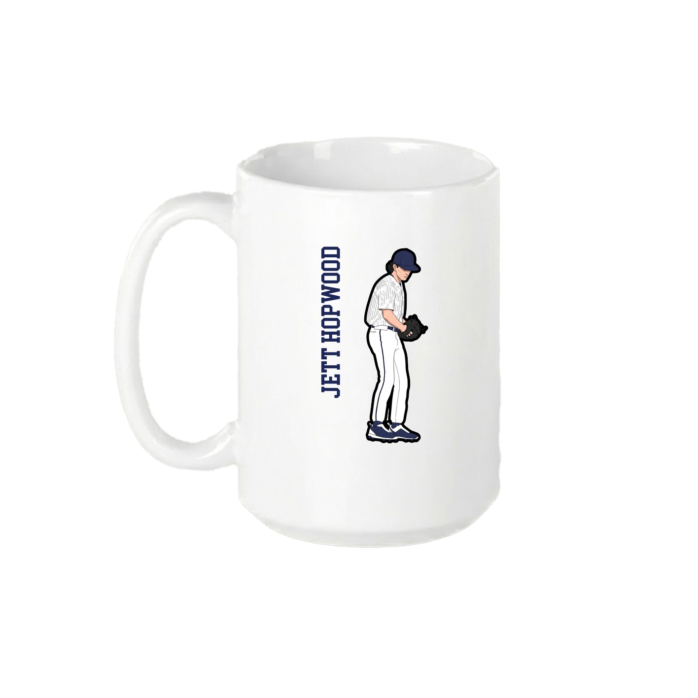 15oz Coffee Mug — Name Vertical in White