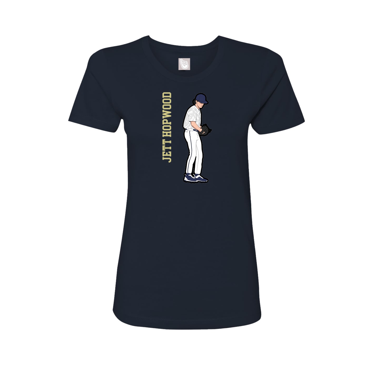 Fitted Women's Tee — Name Vertical in Navy