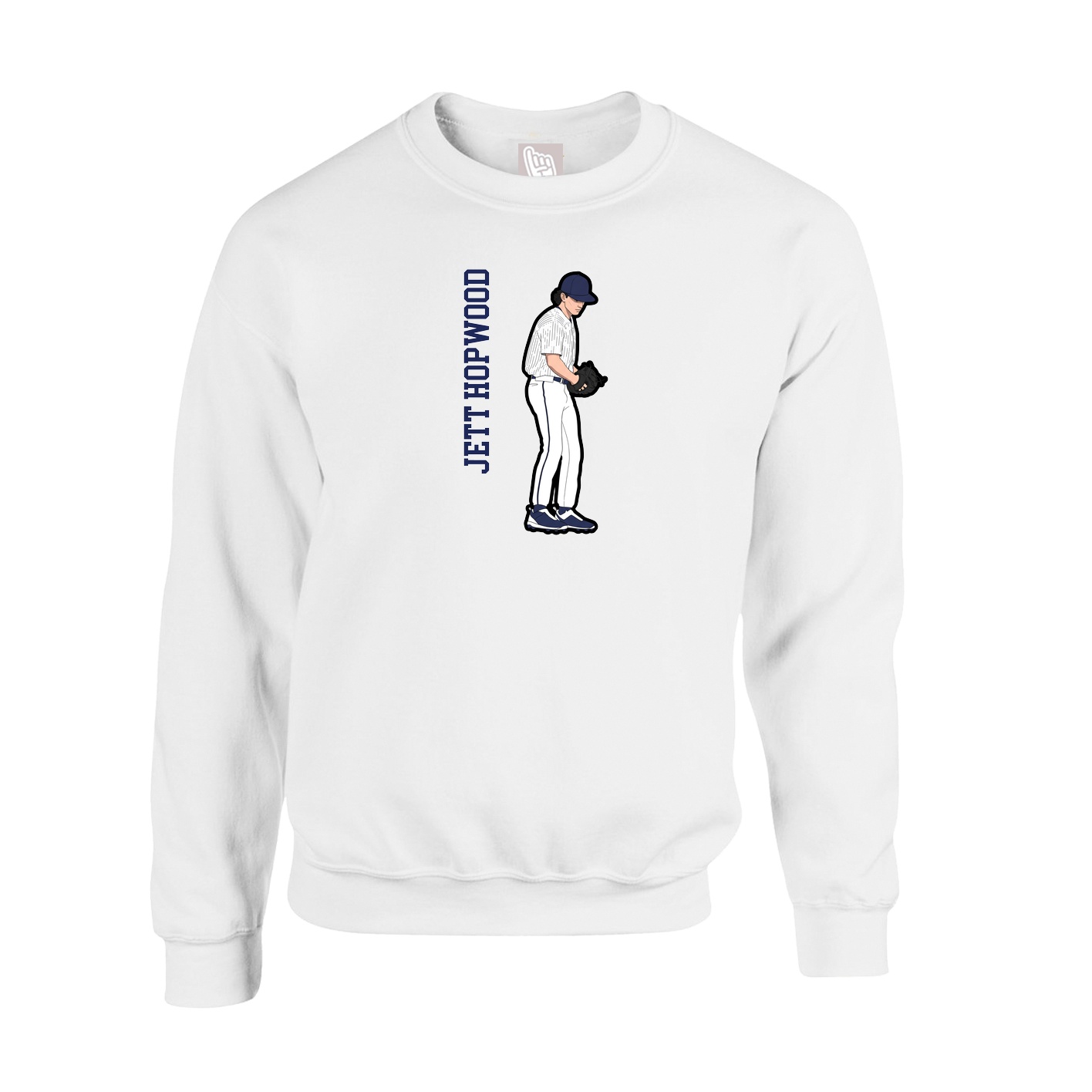 Fleece Crew — Name Vertical in White