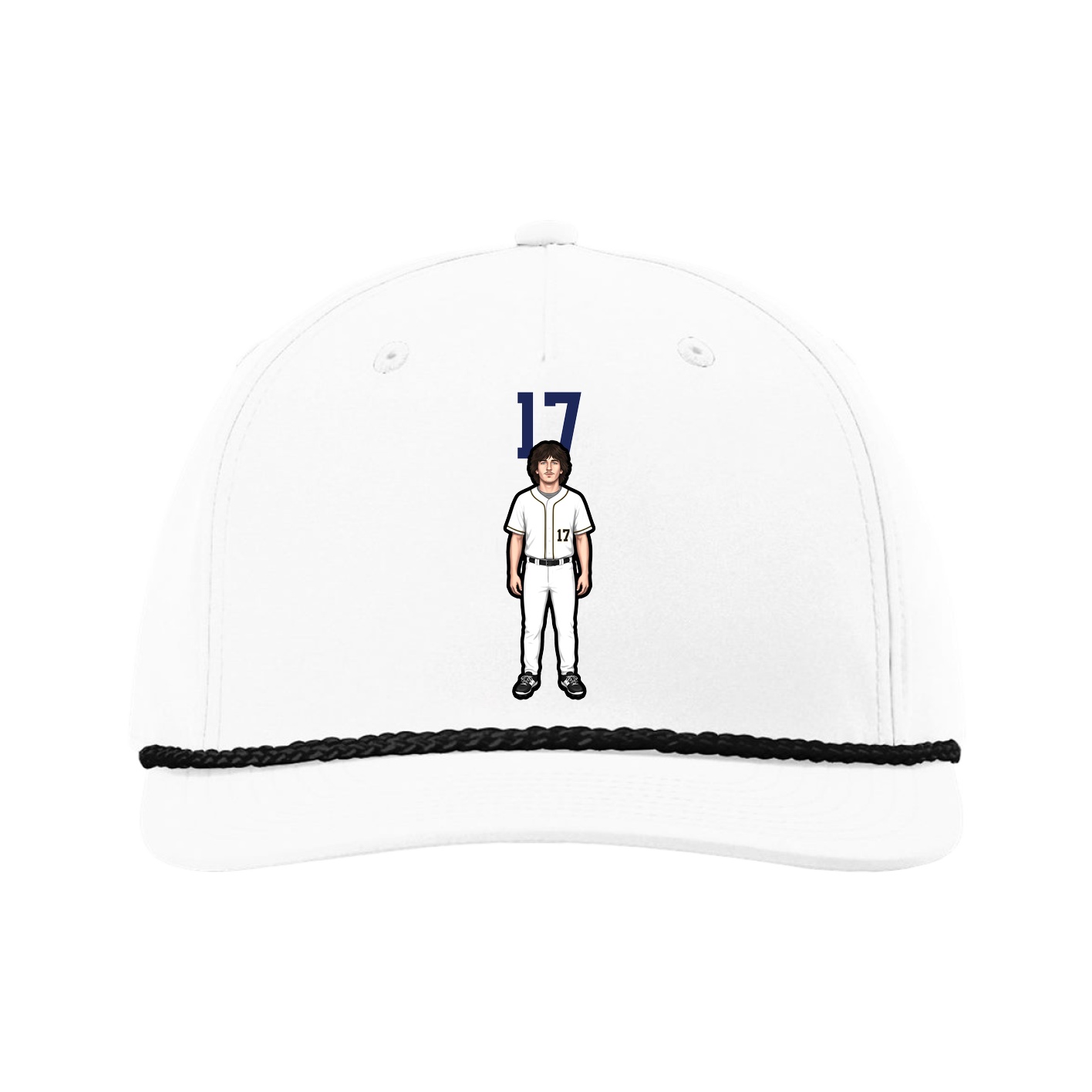 Five-Panel Classic Rope Cap — Number Top in White