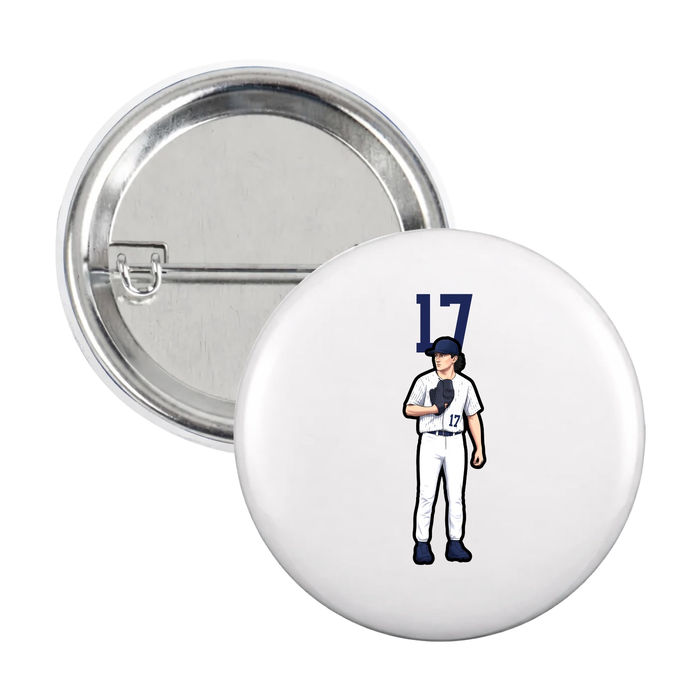 Game Day Button — Number Top in White