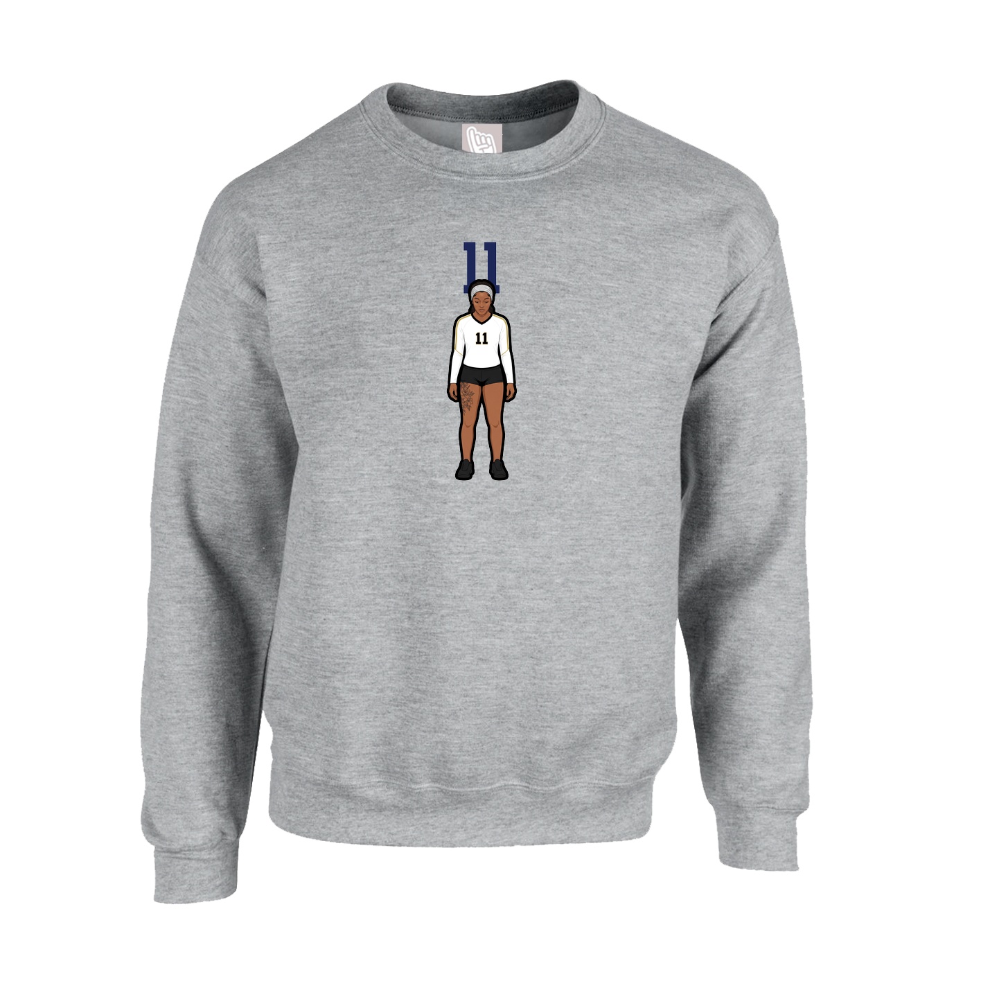Fleece Crew — Number Top in Grey