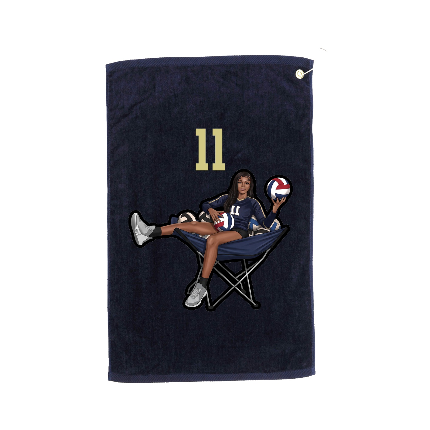 Golf Towel — Number Top in Navy