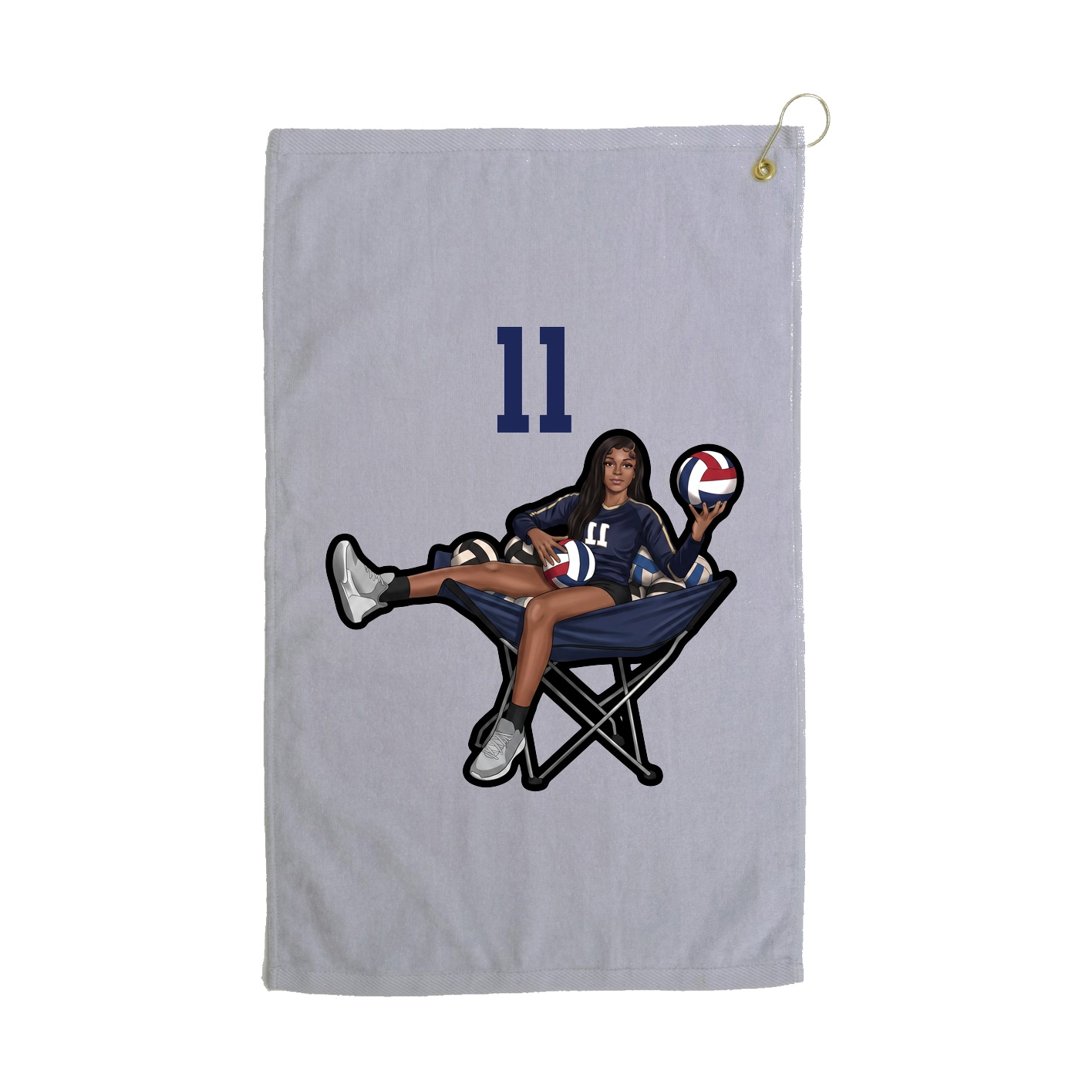 Golf Towel — Number Top in Grey