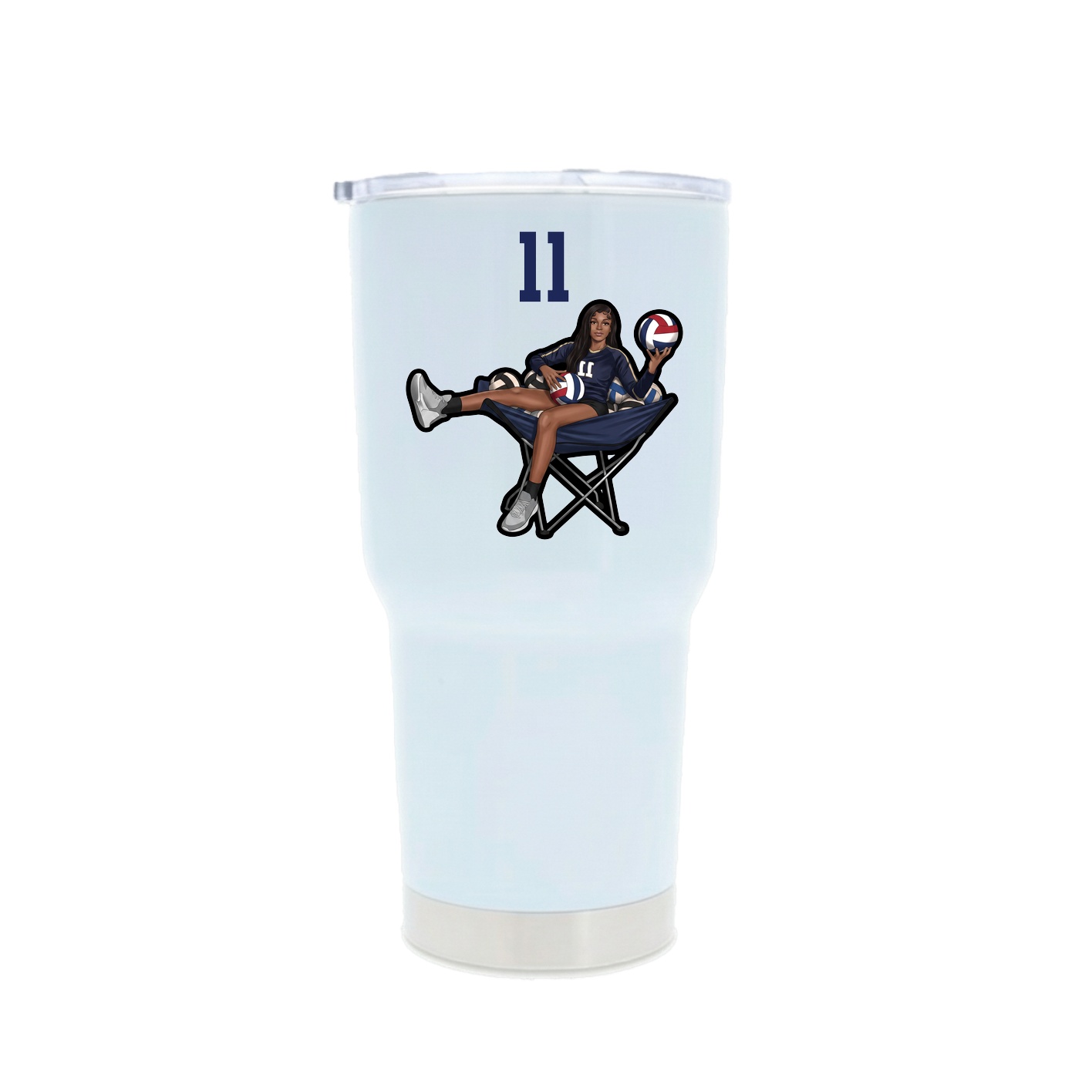 30oz Stainless Steel Tumbler — Number Top in White