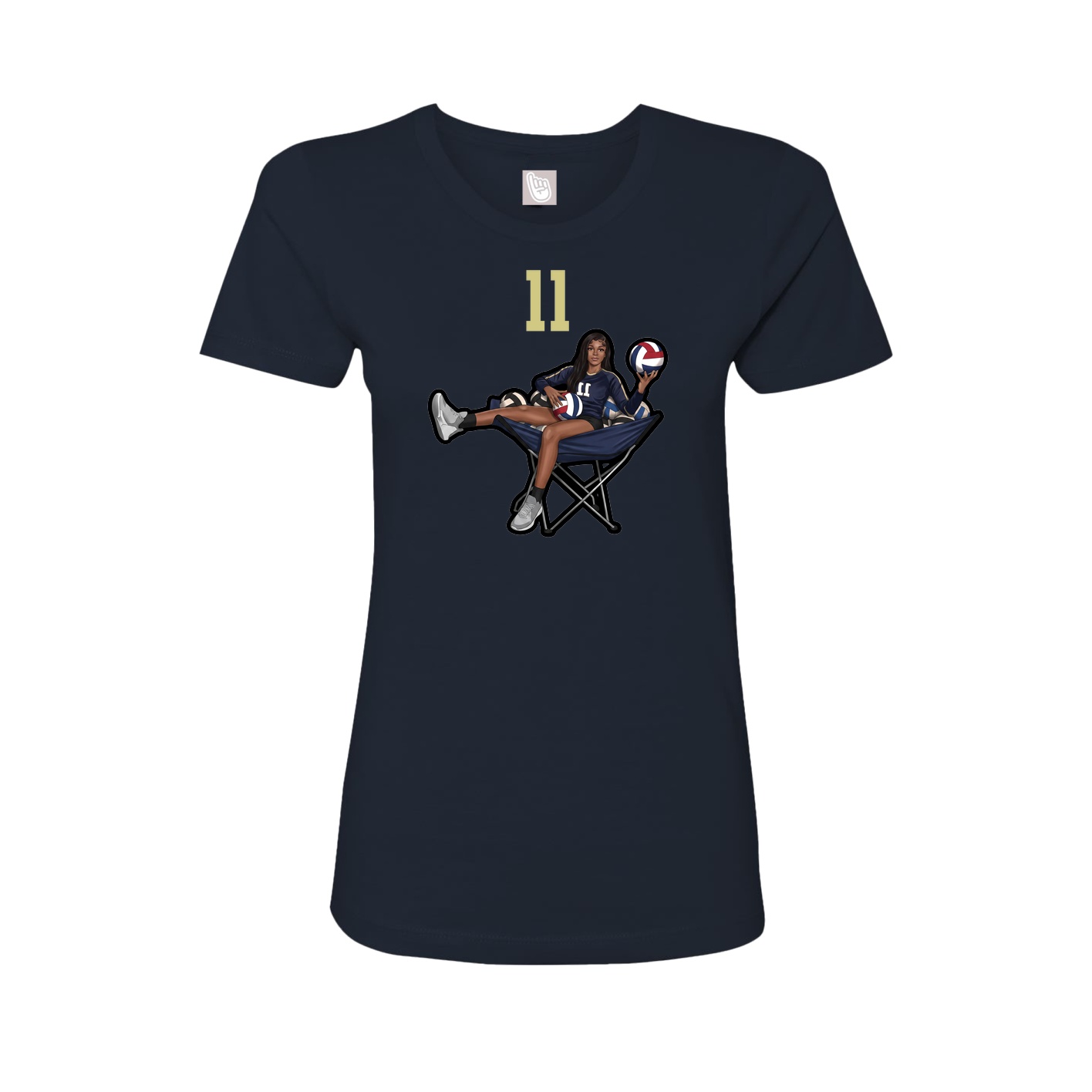 Fitted Women's Tee — Number Top in Navy