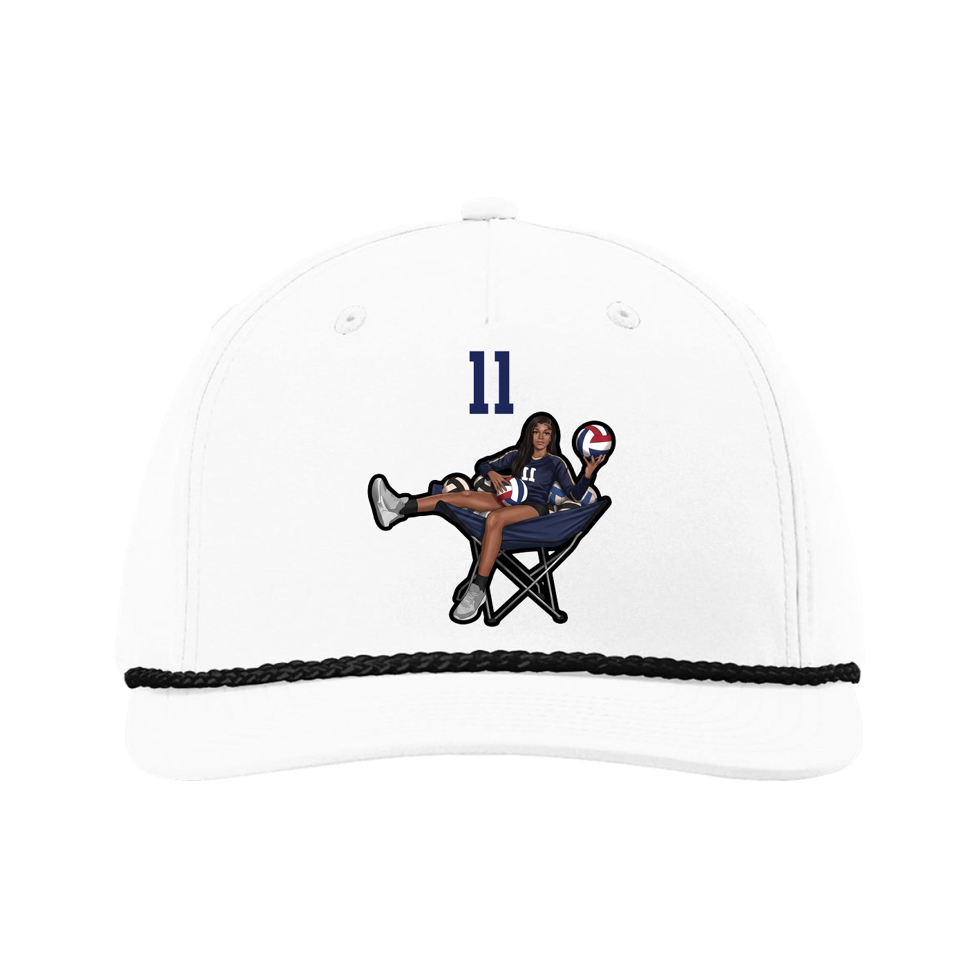 Five-Panel Classic Rope Cap — Number Top in White