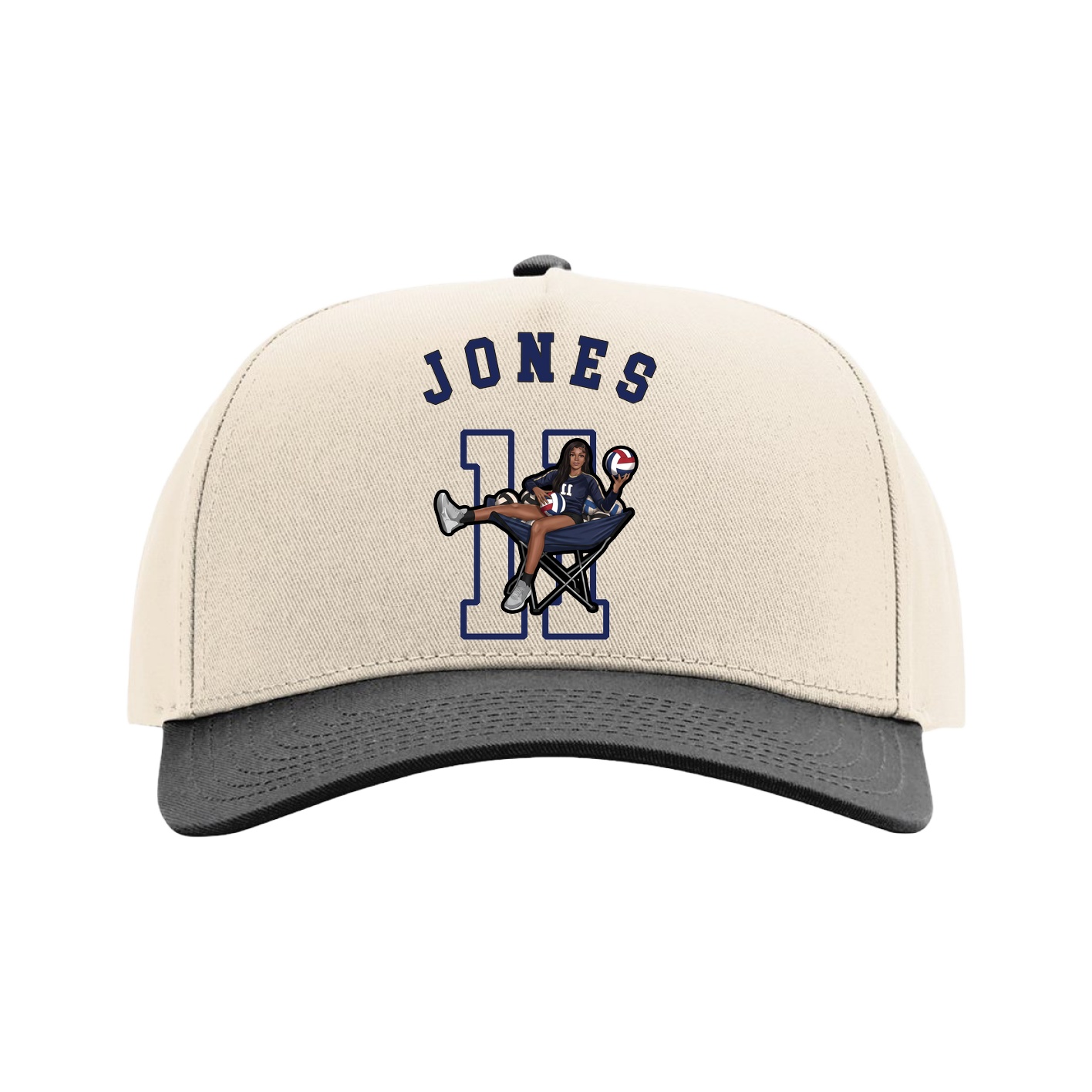 Full Fabric Five-Panel Champ Cap — Shirsey Arch in Cream/Black