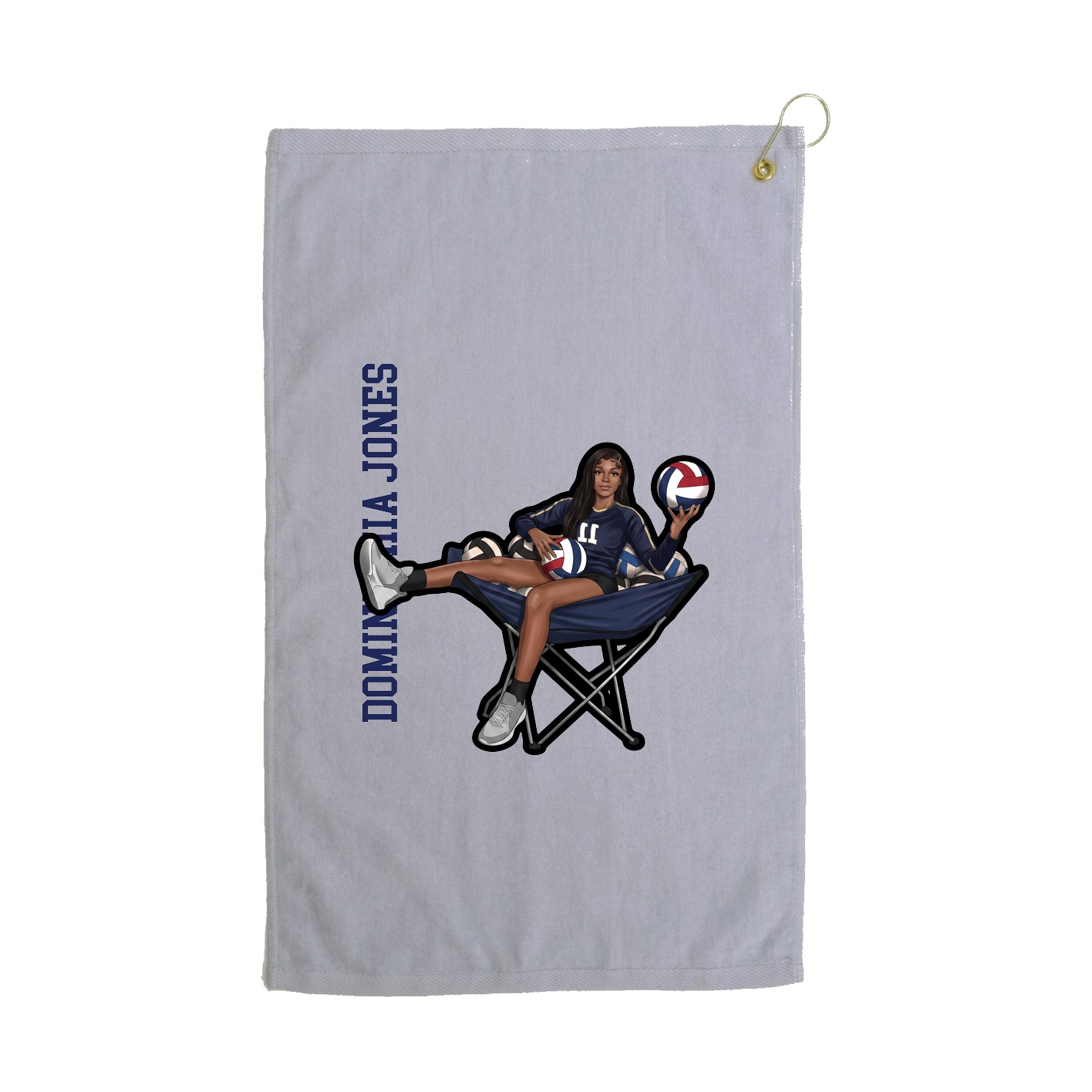 Golf Towel — Name Vertical in Grey