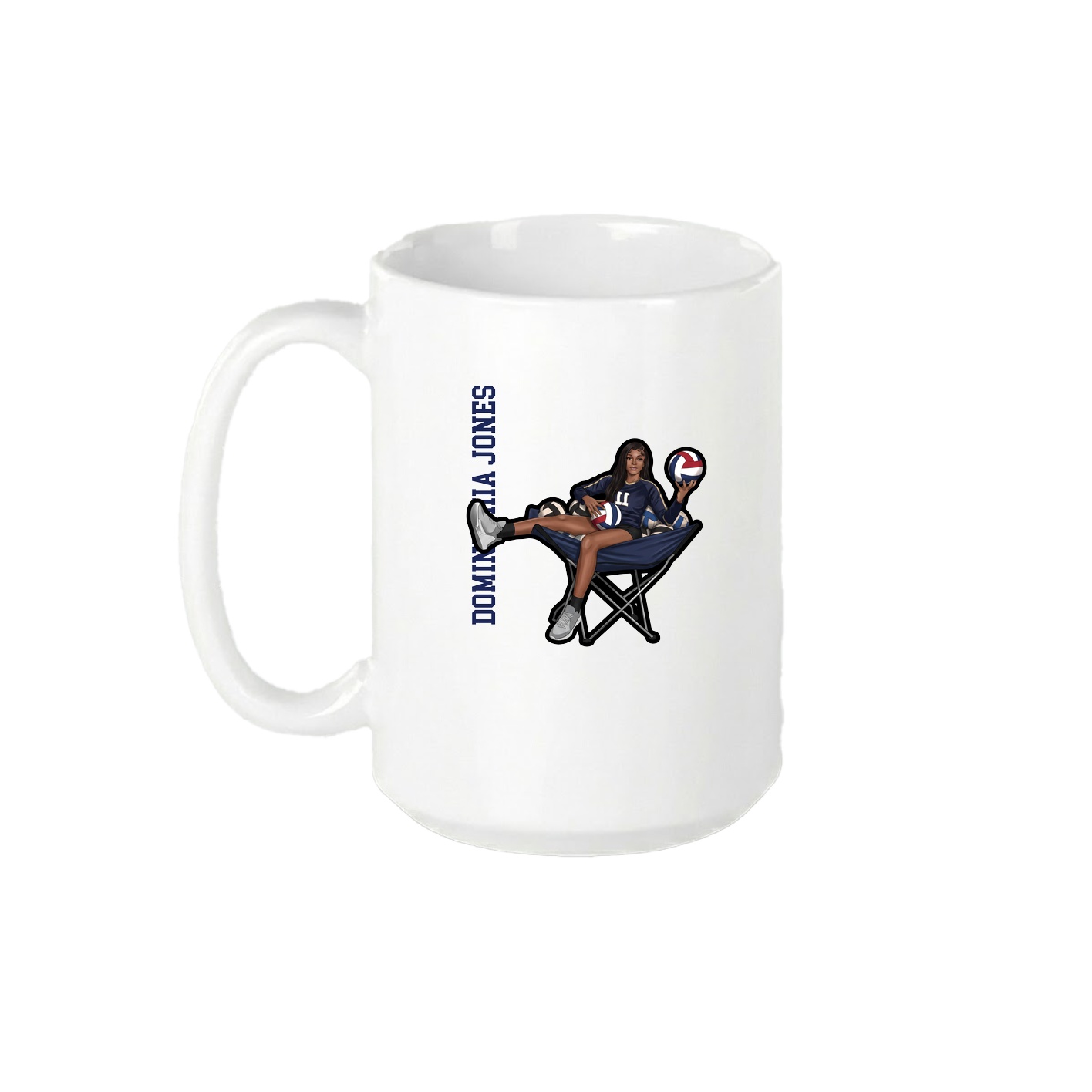 15oz Coffee Mug — Name Vertical in White