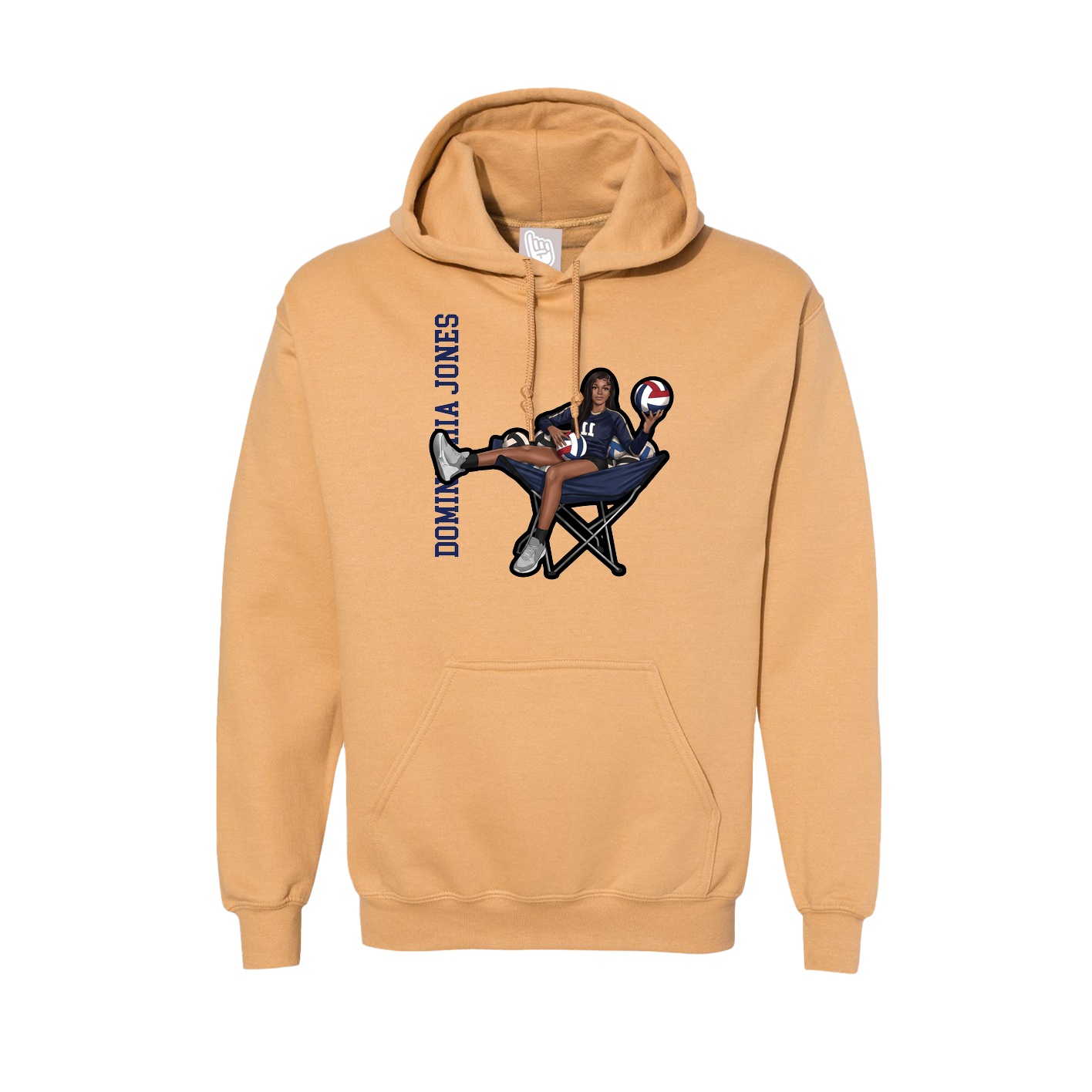 Hoodie — Name Vertical in Vegas Gold