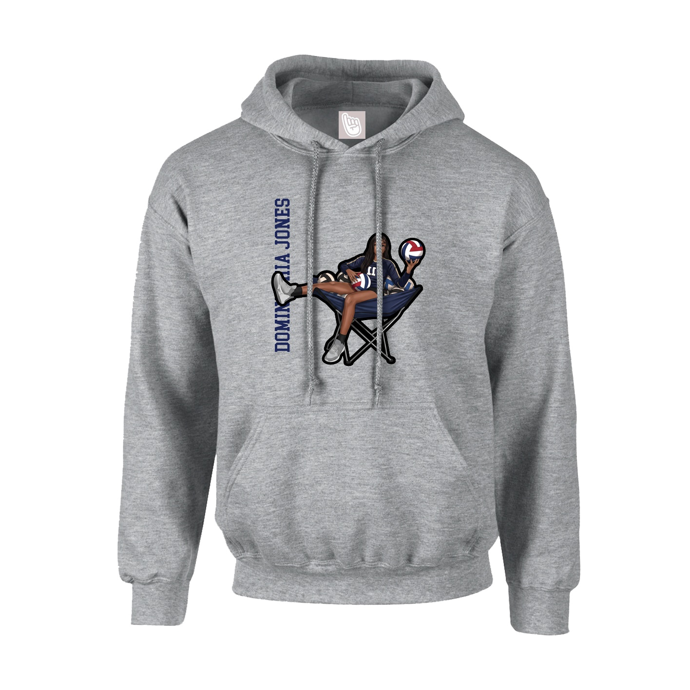 Youth Hoodie — Name Vertical in Grey