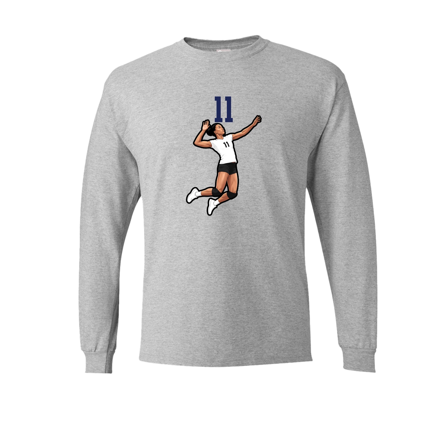 Long Sleeve Tee — Number Top in Grey