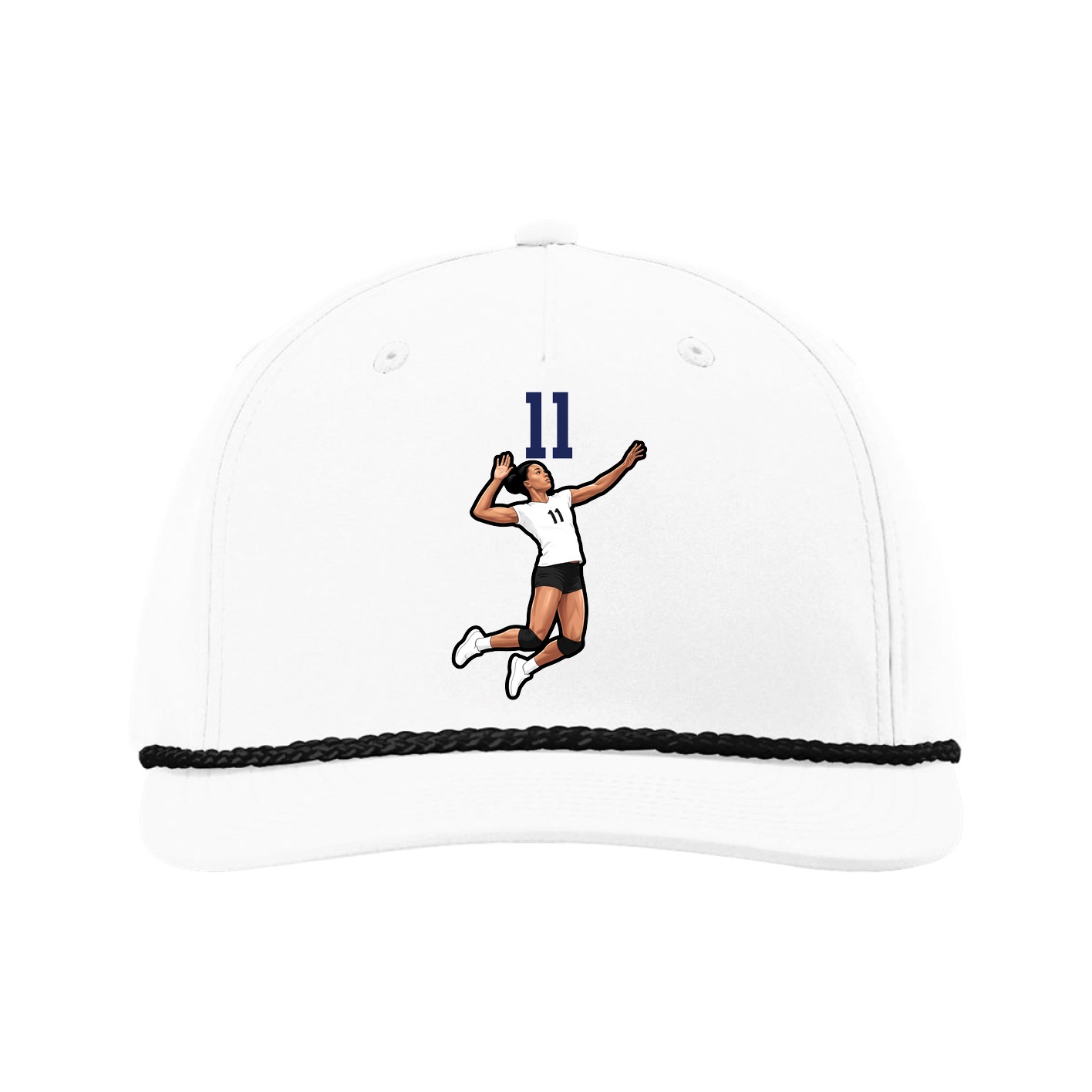 Five-Panel Classic Rope Cap — Number Top in White