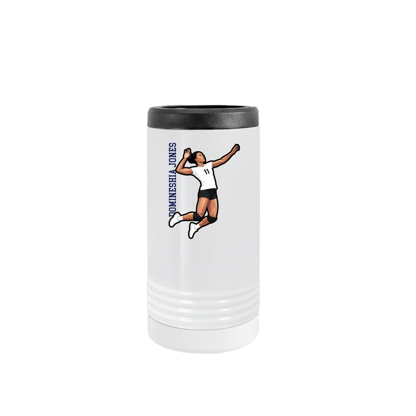 Slim Beverage Holder — Name Vertical in White