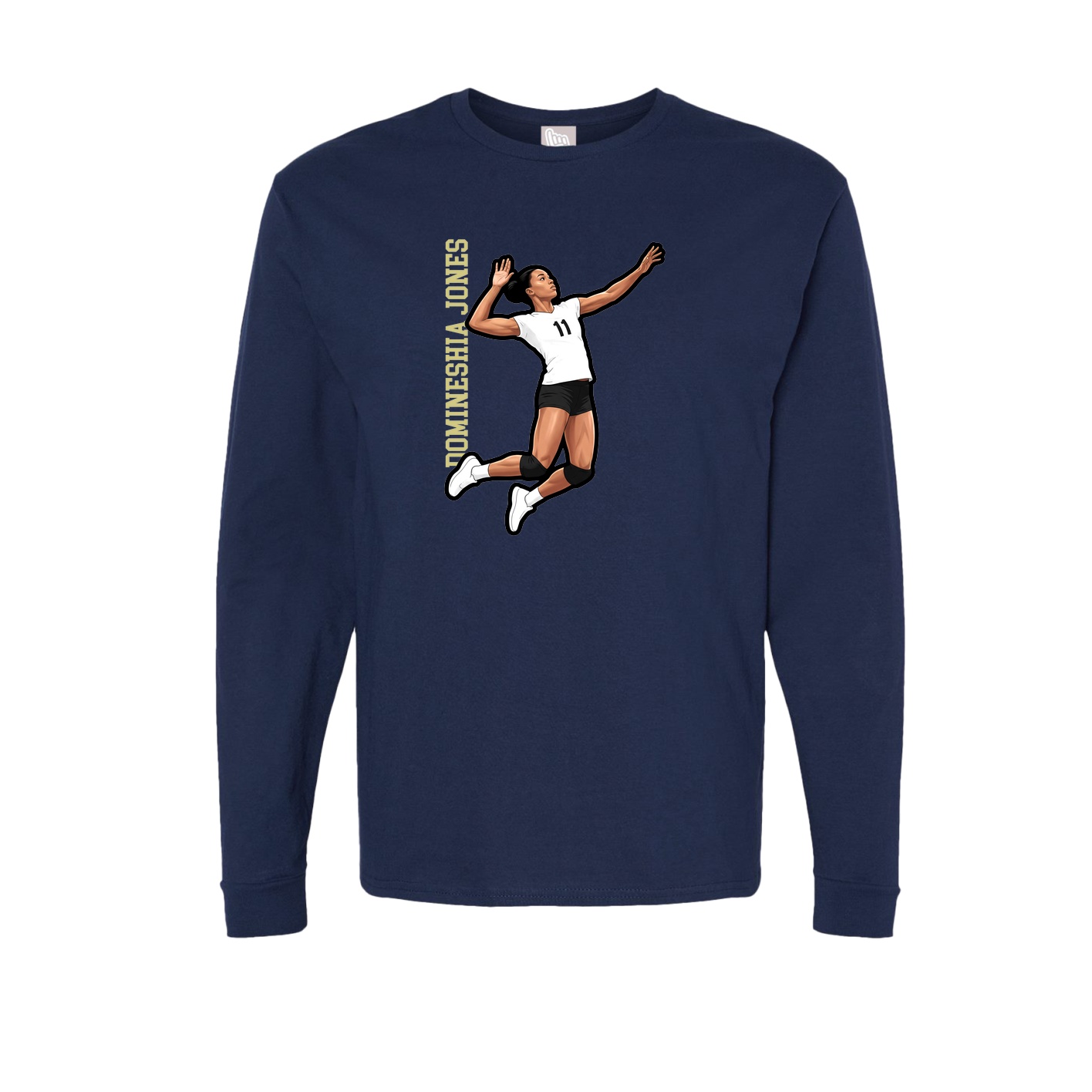 Long Sleeve Tee — Name Vertical in Navy