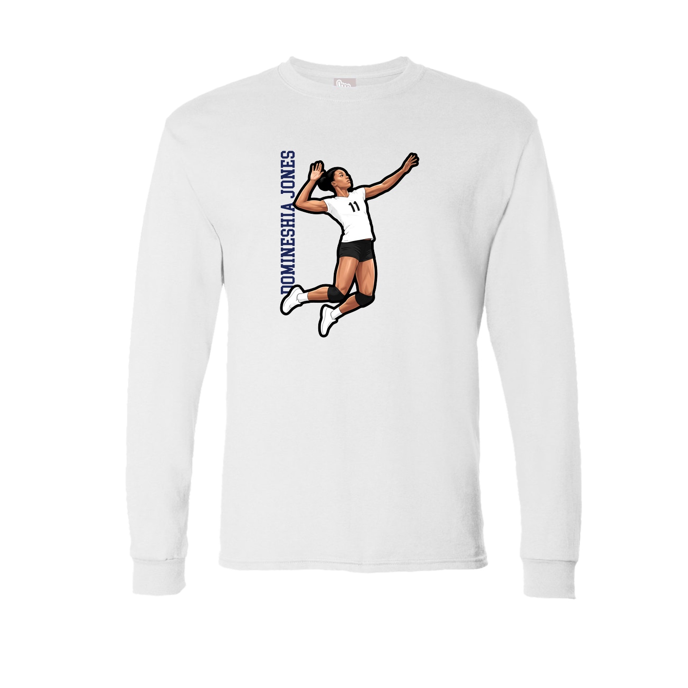 Long Sleeve Tee — Name Vertical in White